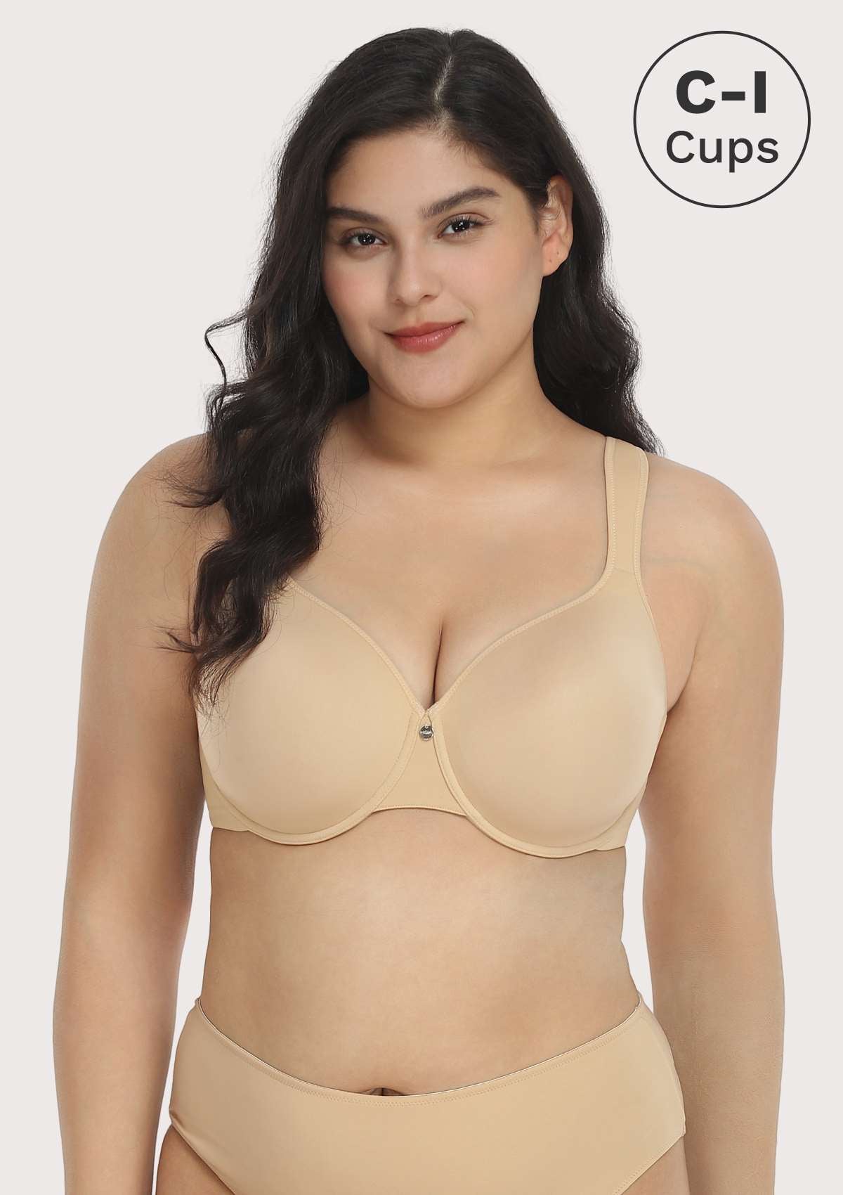 HSIA Patricia Seamless Lightly Padded Minimizer Bra -for Bigger Busts - Beige / 34 / DDD/F