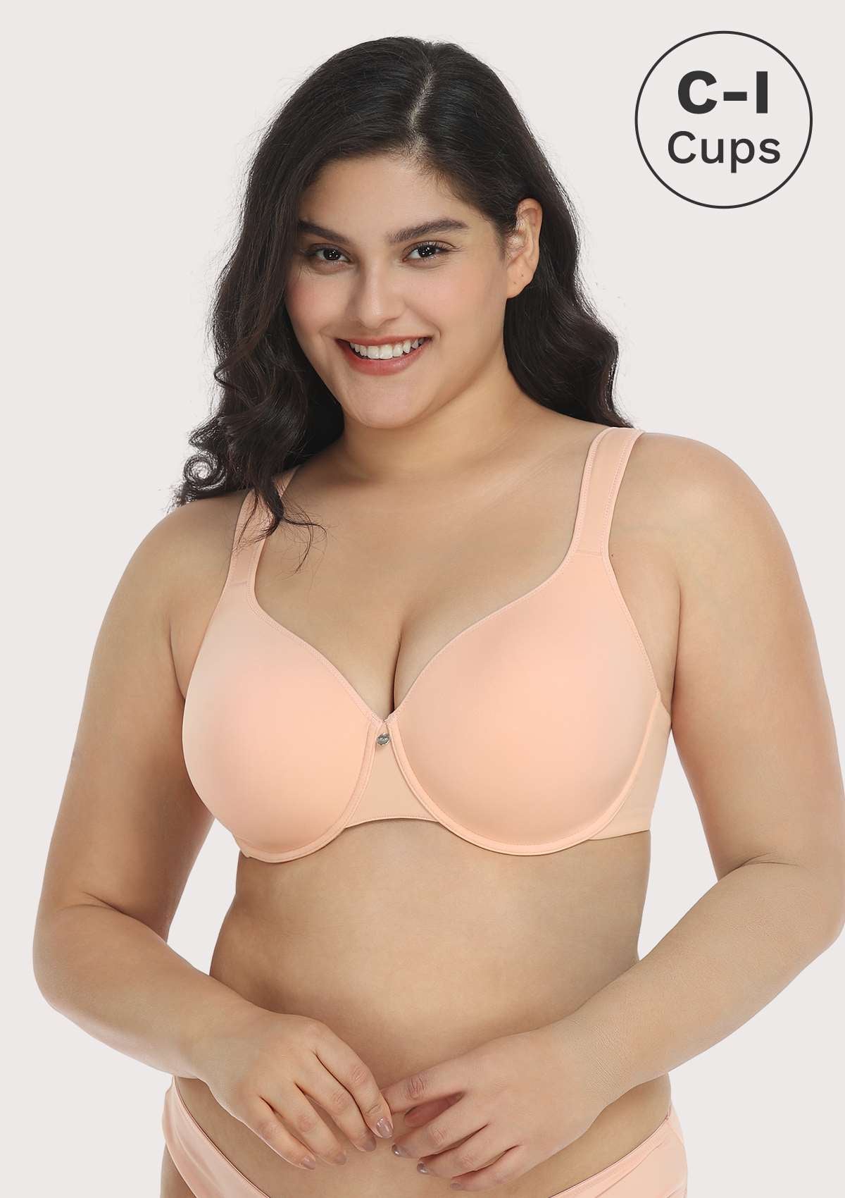 HSIA Patricia Smooth Classic T-shirt Lightly Padded Minimizer Bra - Light Pink / 38 / DD/E