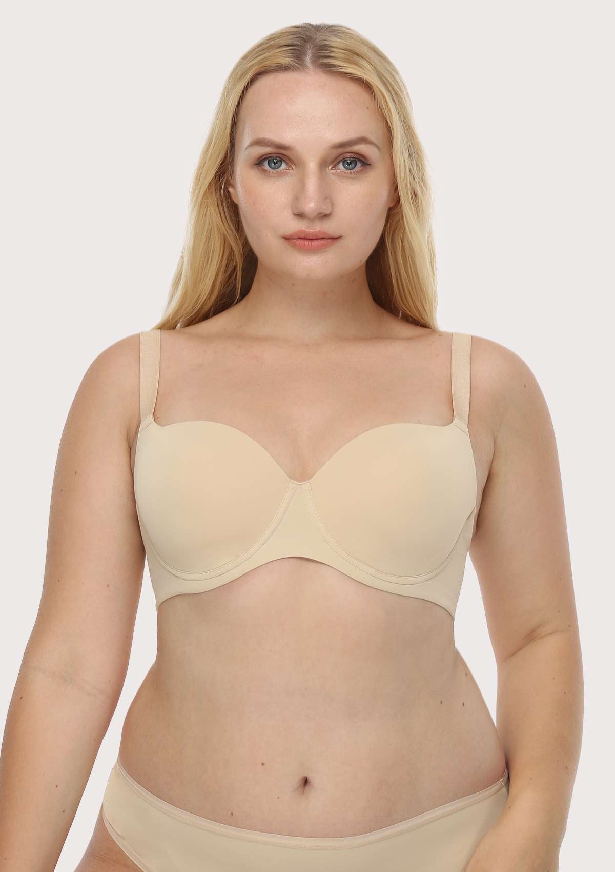 HSIA Gemma Smooth Padded T-shirt Everyday Bras - For Lift And Comfort - Beige / 42 / DDD/F