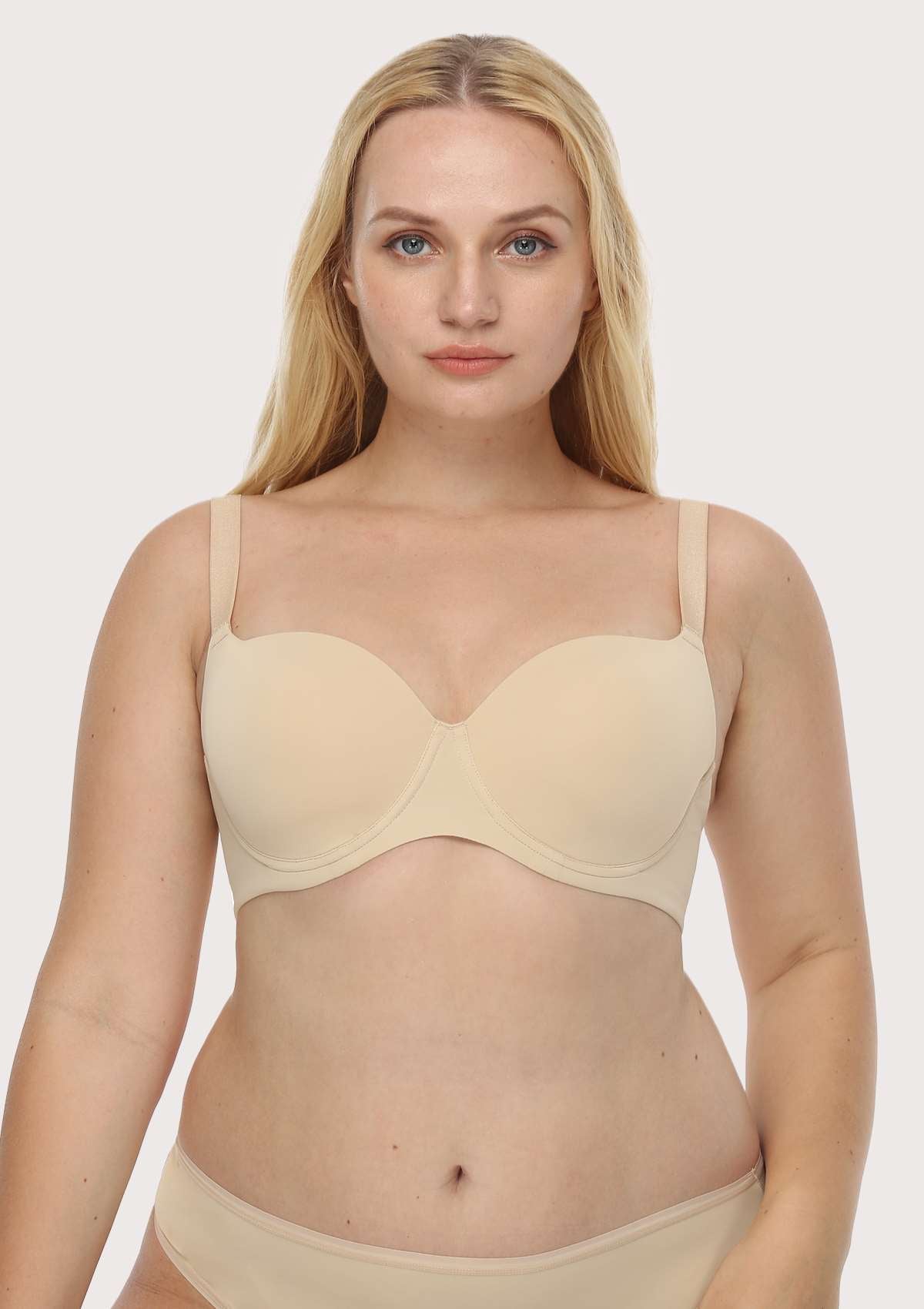 HSIA Gemma Smooth Padded T-shirt Everyday Bras - For Lift And Comfort - Beige / 40 / H
