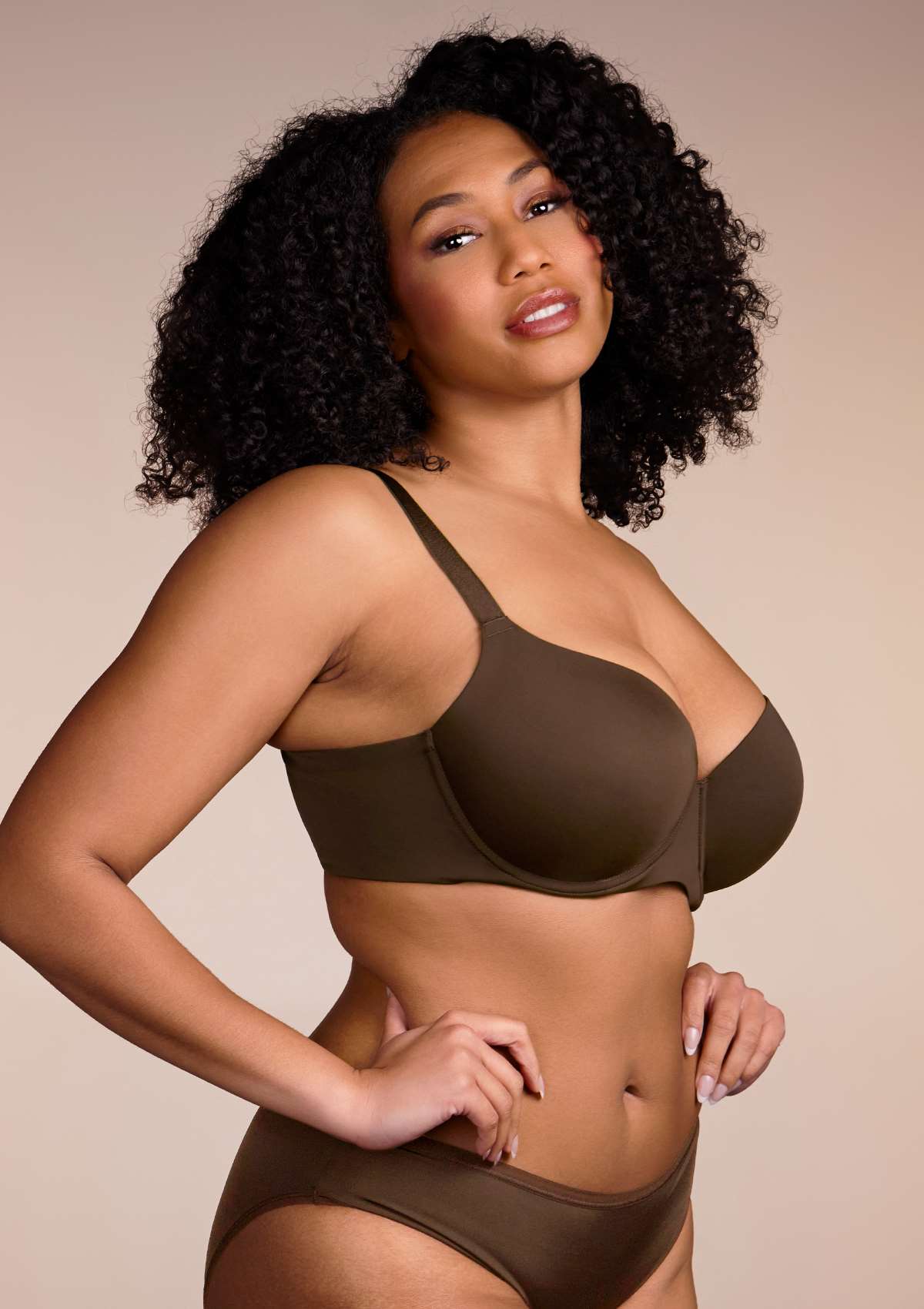 HSIA Gemma Smooth Supportive Padded T-shirt Bra - For Full Figures - Cocoa Brown / 36 / DDD/F