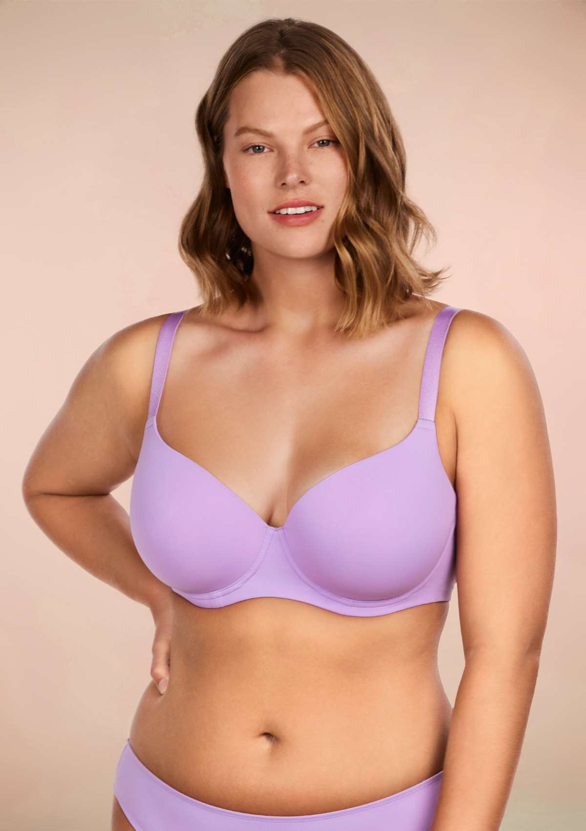 HSIA Gemma Smooth Lightly Padded T-shirt Bra For Heavy Breasts - Purple / 42 / DDD/F
