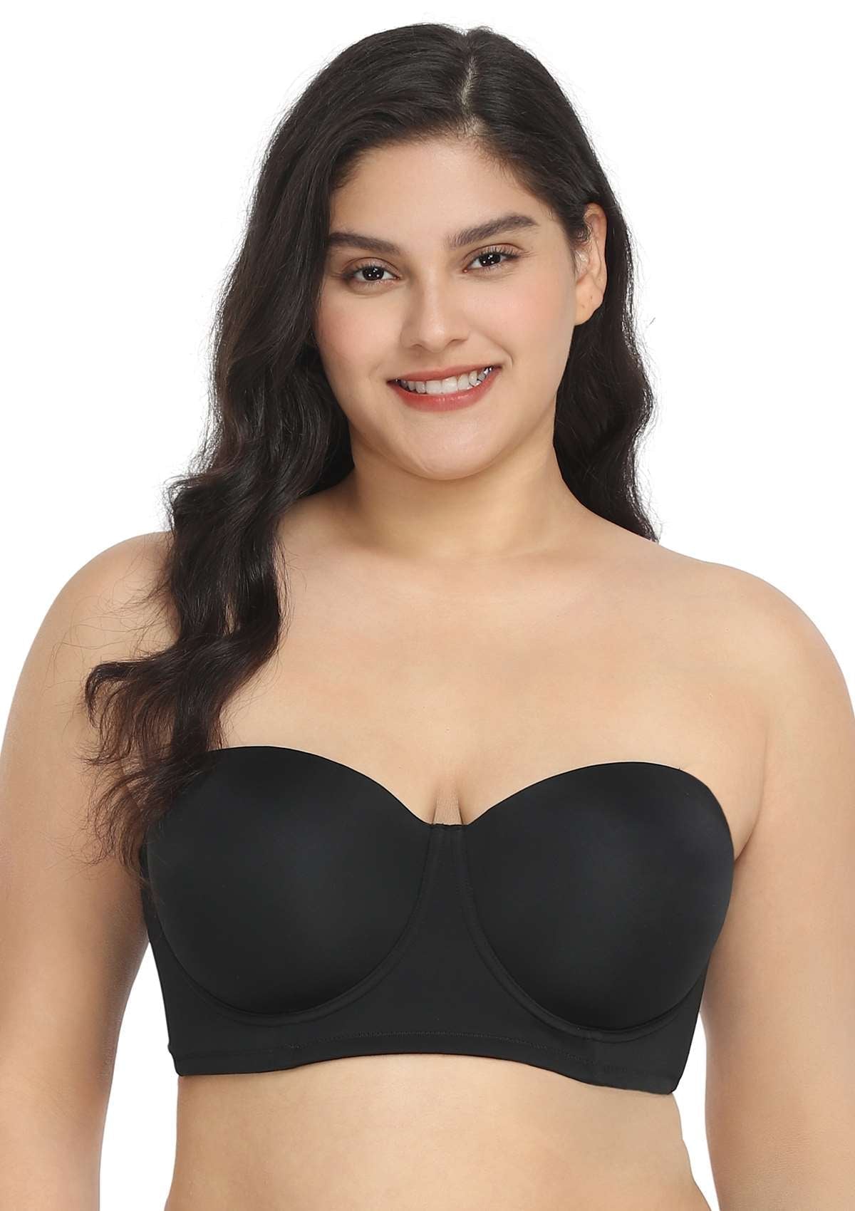 HSIA Margaret Molded Convertible Multiway Classic Strapless Bra - Black / 40 / DDD/F