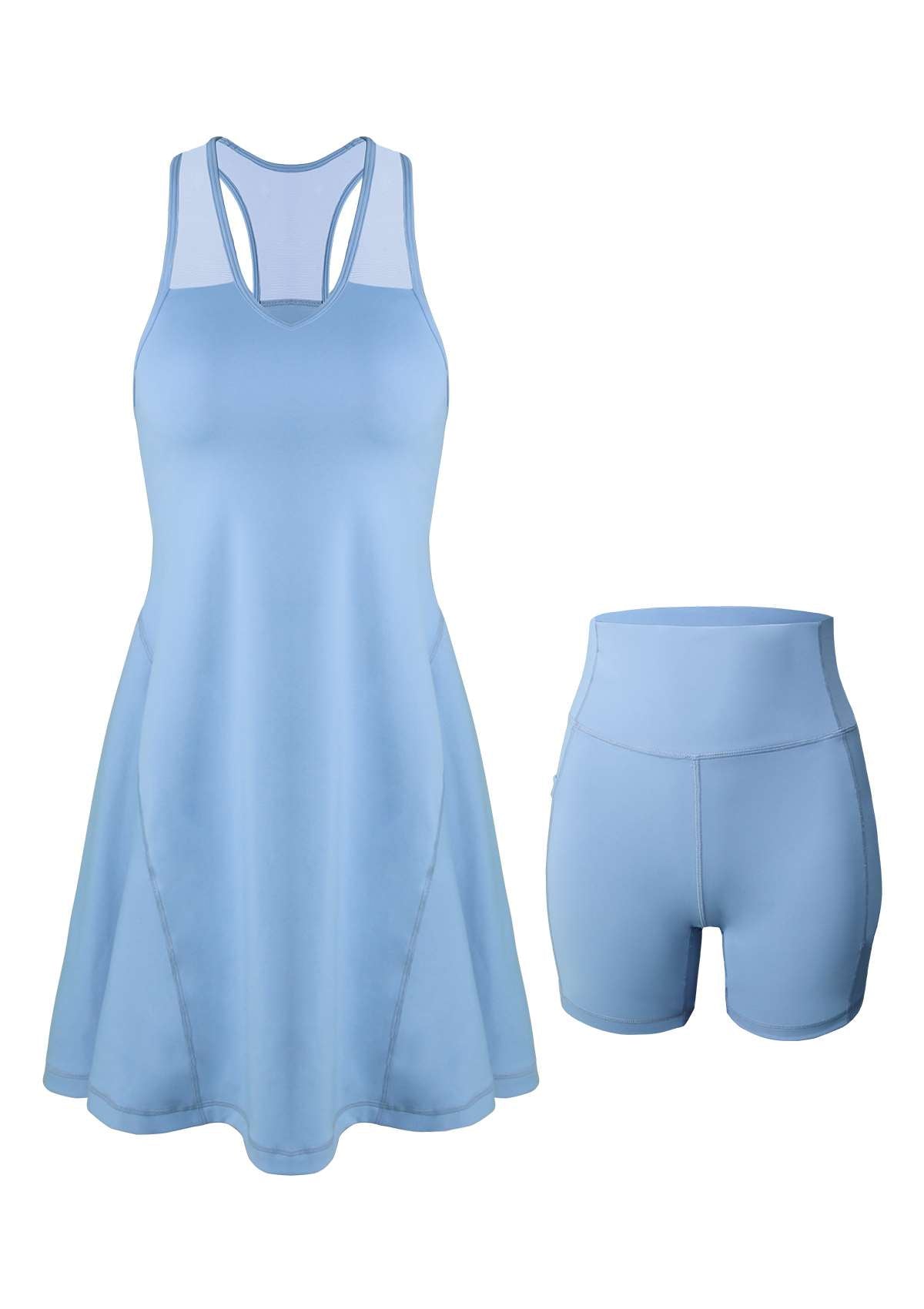 SONGFUL On The Move Sports Dress With Shorts Set - L / Blue