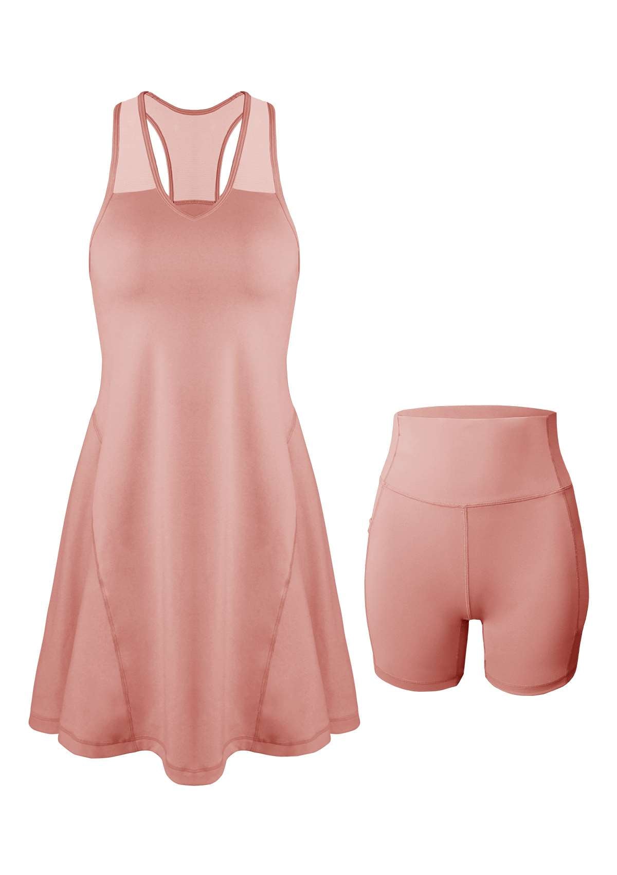 SONGFUL On The Move Sports Dress With Shorts Set - L / Coral
