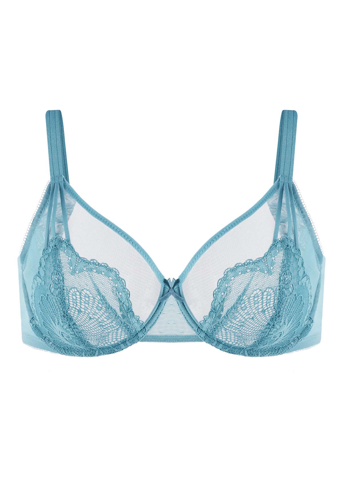 HSIA Amaryllis Lace Underwire Full Cup Bra Unpadded Minimizer Bra - Crystal Blue / 36 / DDD/F