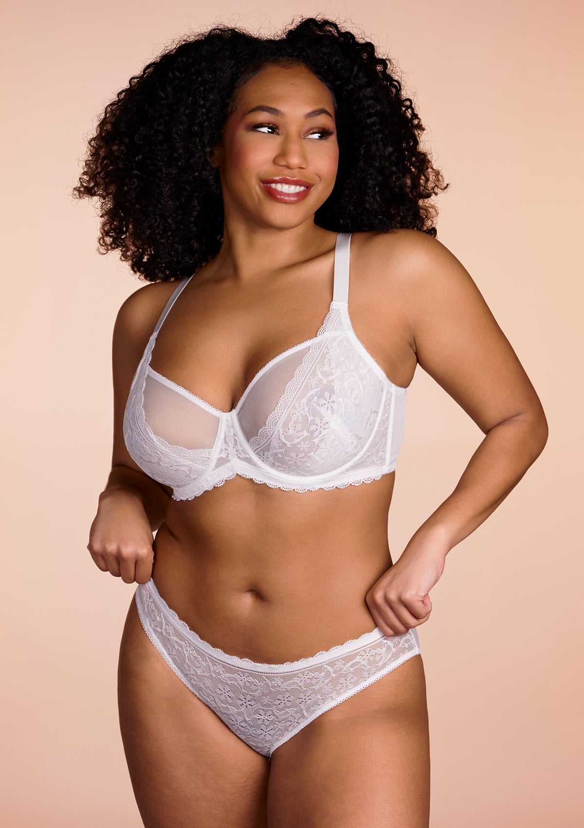 HSIA Anemone Matching Underwear And Bra Sets Underwire Bra, No Padding - White / 42 / DD/E