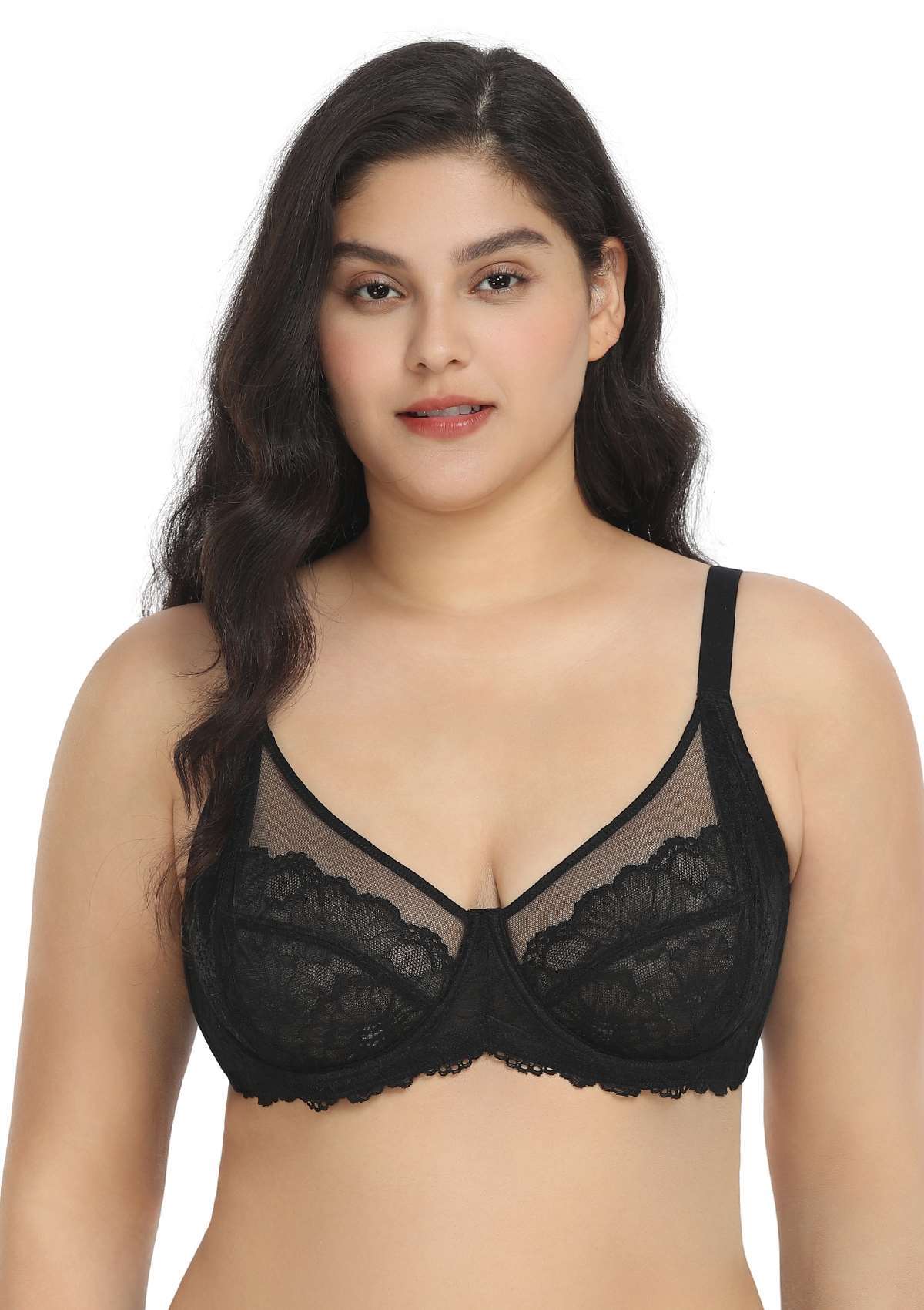 Hyacinth Lace Underwire Minimizer Bra , HSIA - 36D / Black