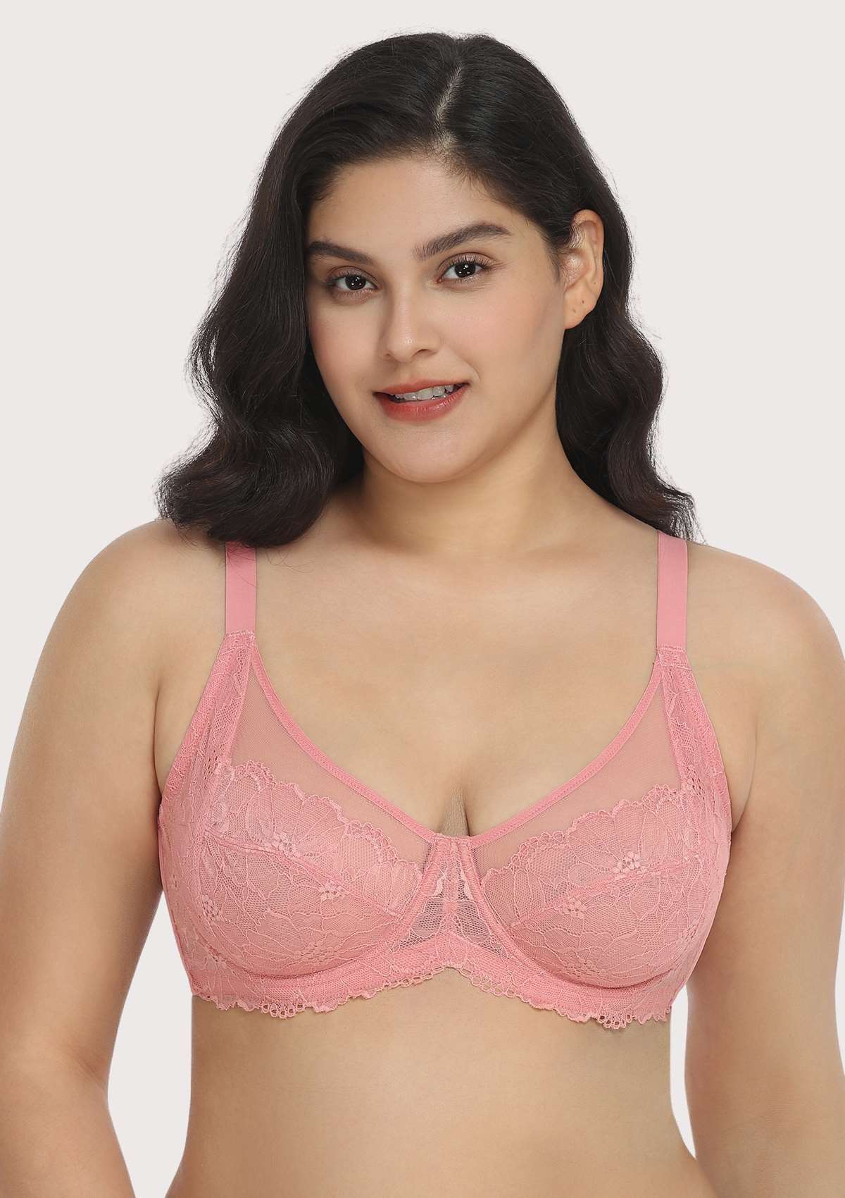 Hyacinth Lace Underwire Minimizer Bra , HSIA - 38DD / Black