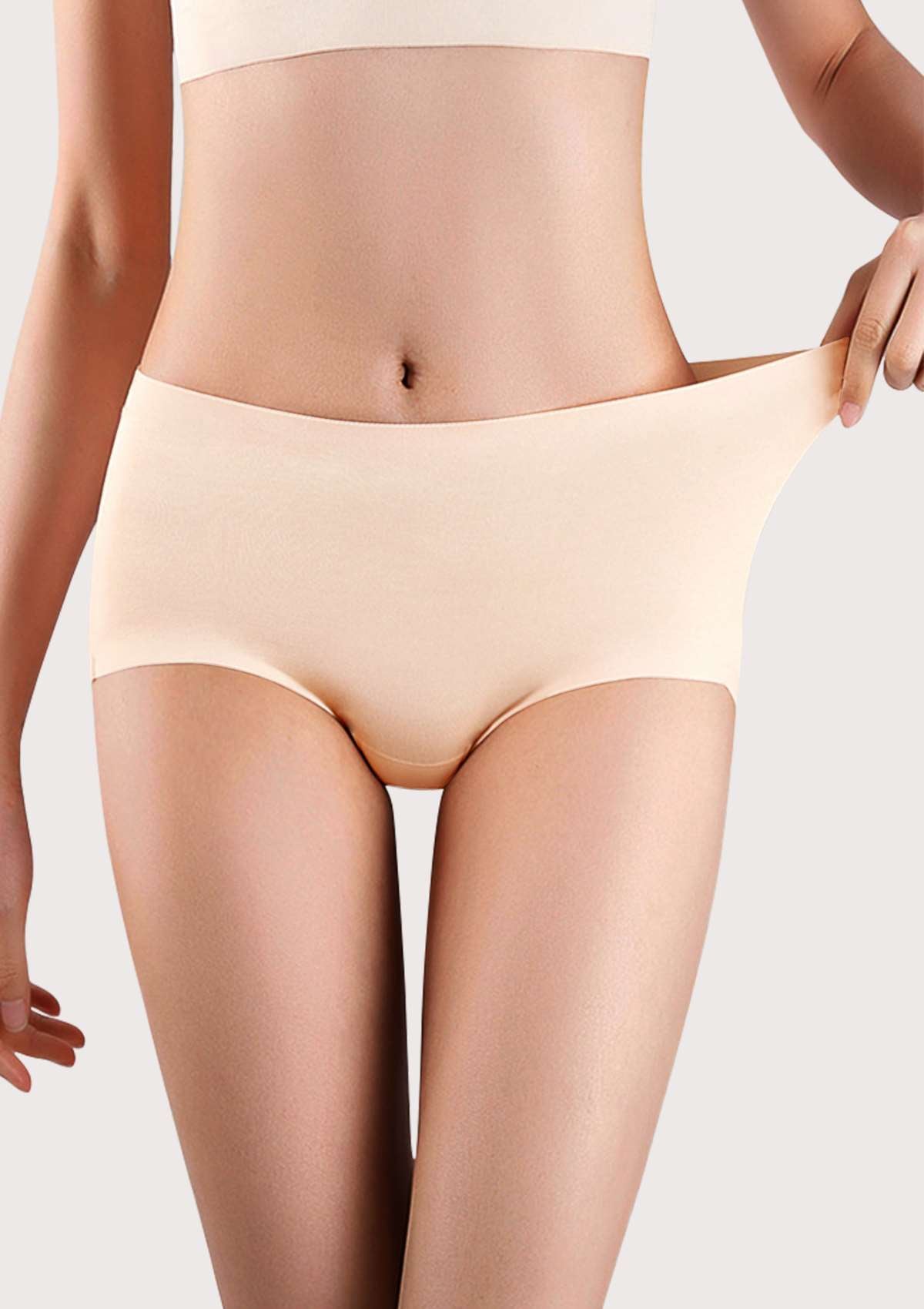 HSIA CoolFit Soft Stretch Seamless Brief Underwear Bundle - 10 Packs/$35 / ①(S-L) / 3*Black+2*Peach Beige