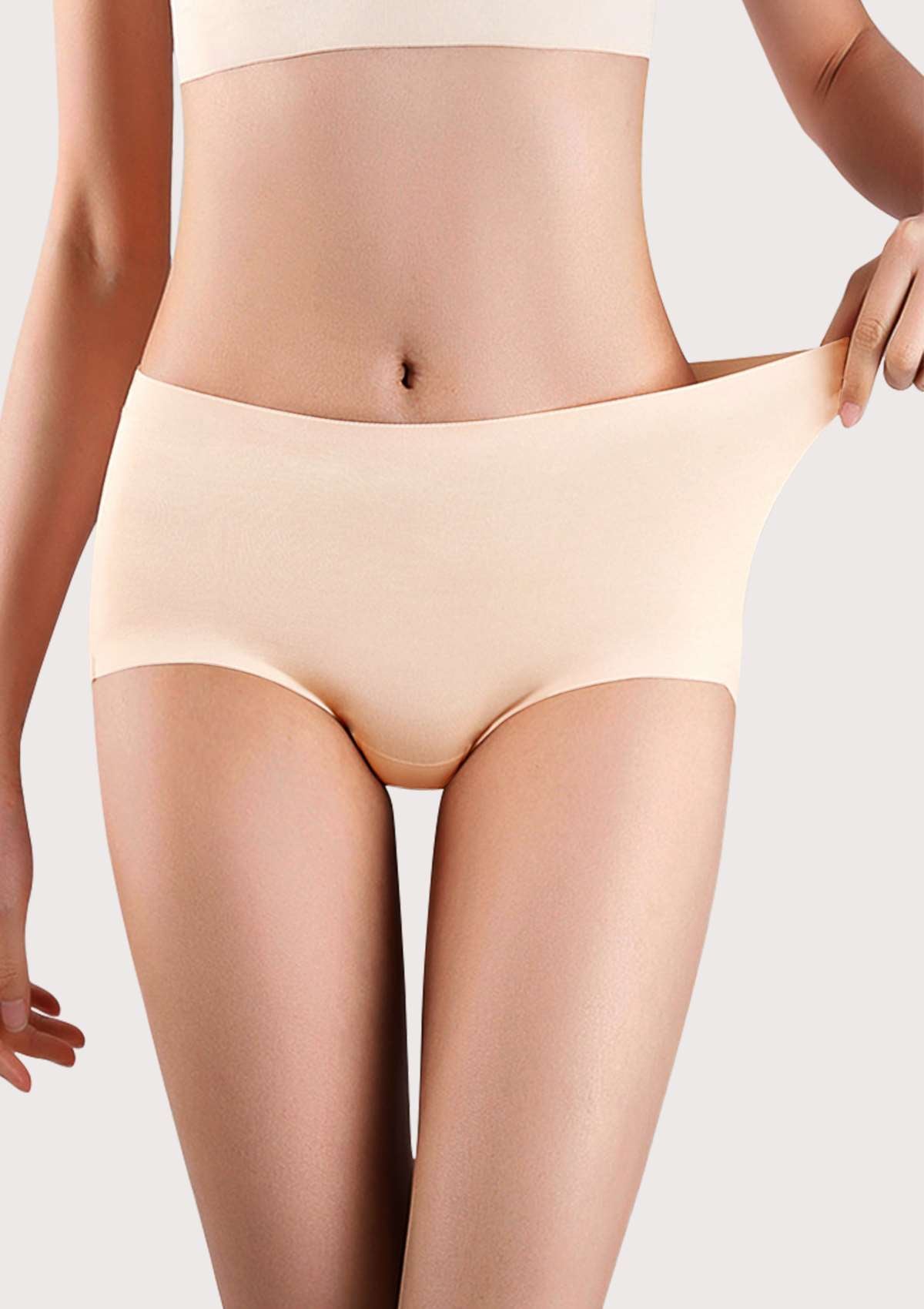 HSIA CoolFit Soft Stretch Seamless Brief Underwear Bundle - 10 Packs/$35 / ②(L-3XL) / 3*Black+2*Peach Beige