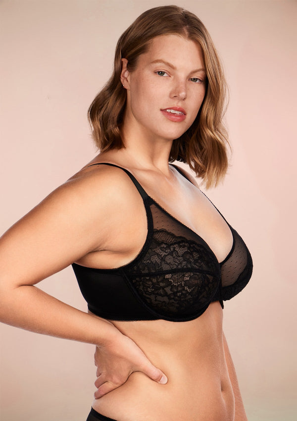 HSIA Enchante Lace Wire Bra For Lifting And Separating Large Breasts - Black / 34 / G