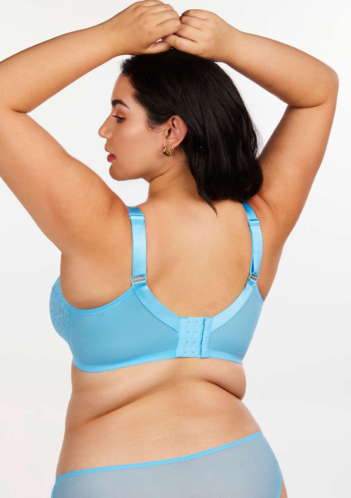 HSIA Enchante Minimizer Lace Bra: Full Support For Heavy Breasts - Capri Blue / 34 / H