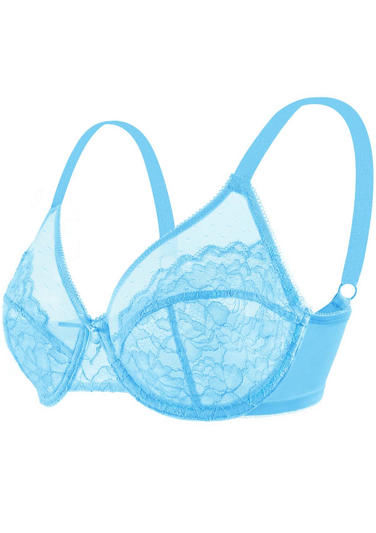 HSIA Enchante Minimizer Lace Bra: Full Support For Heavy Breasts - Capri Blue / 38 / DDD/F