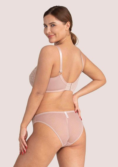 HSIA Enchante Lace Bra And Panties Set: Unlined Wire Support Bra - Dark Pink / 46 / C