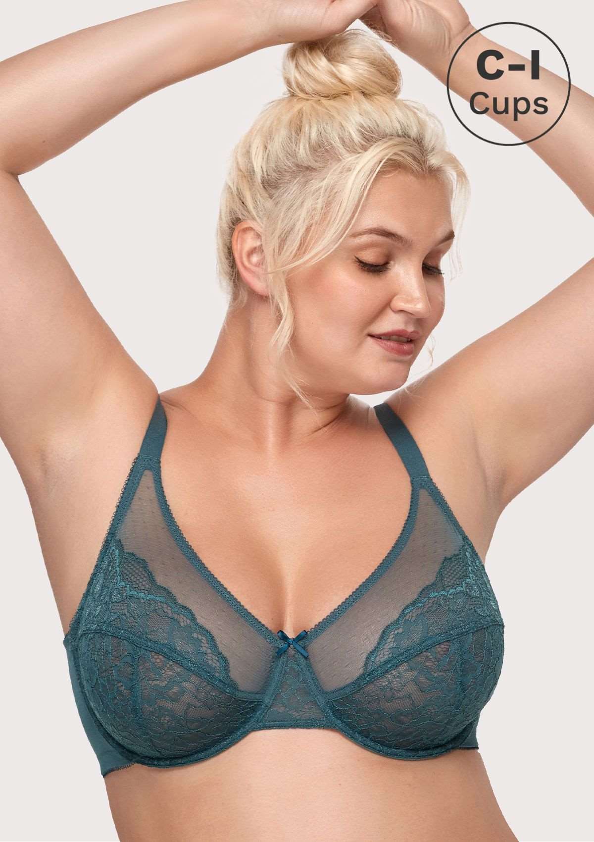 HSIA Enchante Full Coverage Bra: Supportive Bra For Big Busts - Balsam Blue / 34 / C