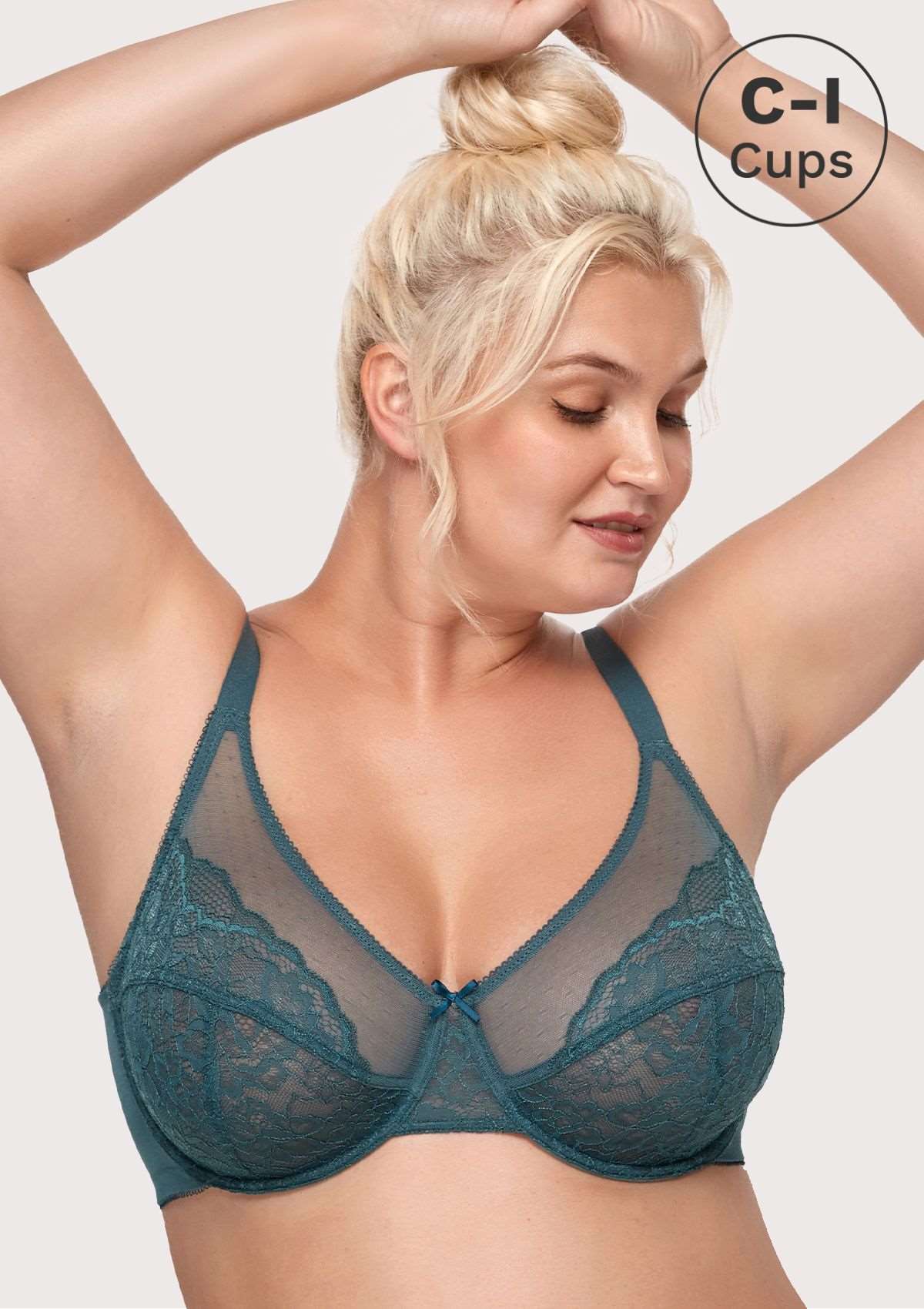 HSIA Enchante Full Coverage Bra: Supportive Bra For Big Busts - Balsam Blue / 38 / D