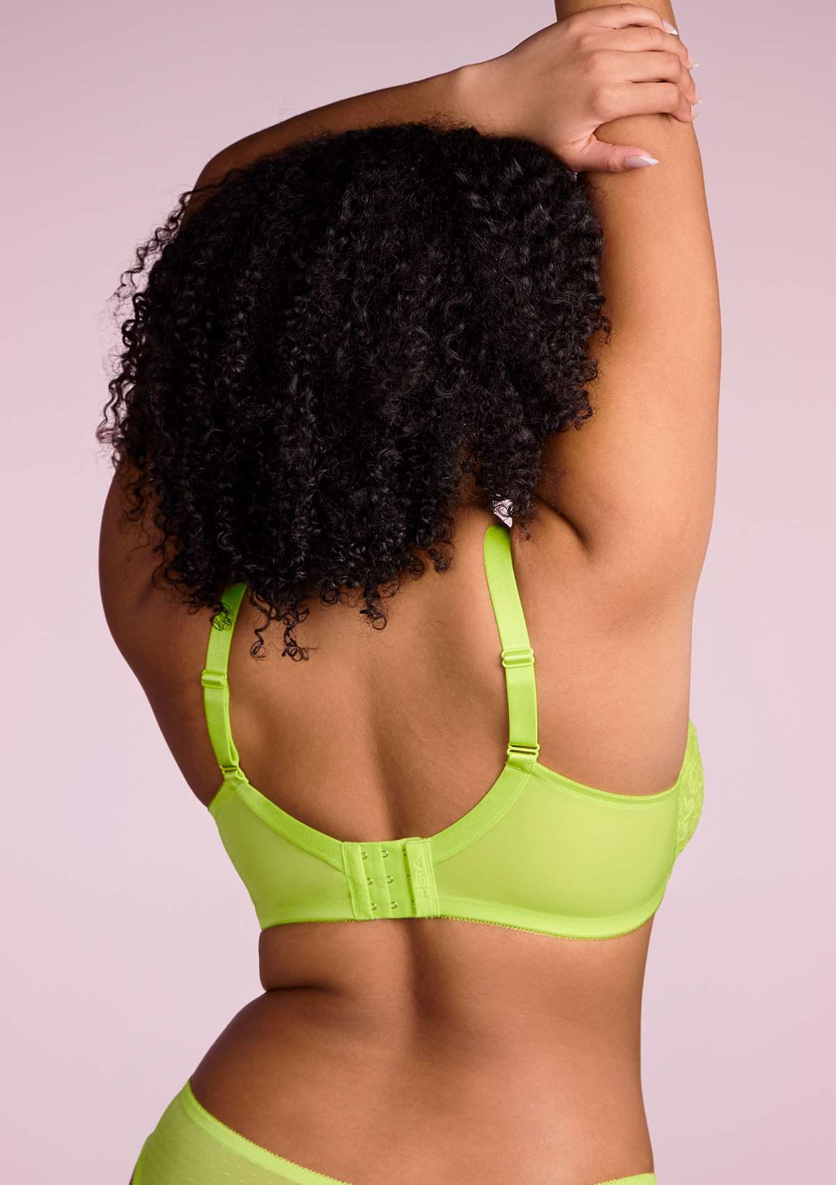 HSIA Enchante Full Cup Minimizing Bra: Supportive Unlined Lace Bra - Lime Green / 44 / C