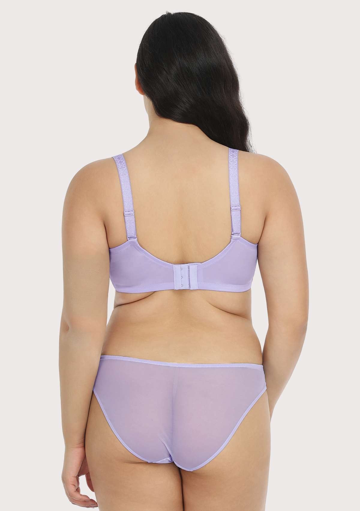 HSIA Foxy Satin Smooth Floral Lace Full Coverage Underwire Bra Set - Purple / 34 / DD/E