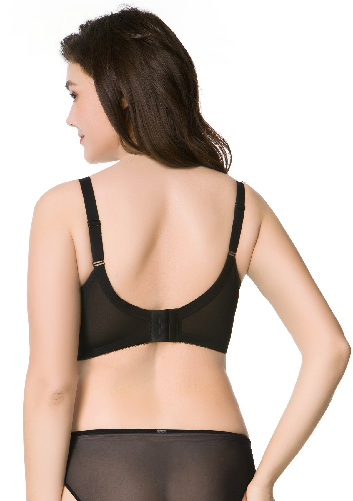 HSIA Freesia Unlined Balconette Bra: Mesh Back Smoothing Bra - Black / 34 / D