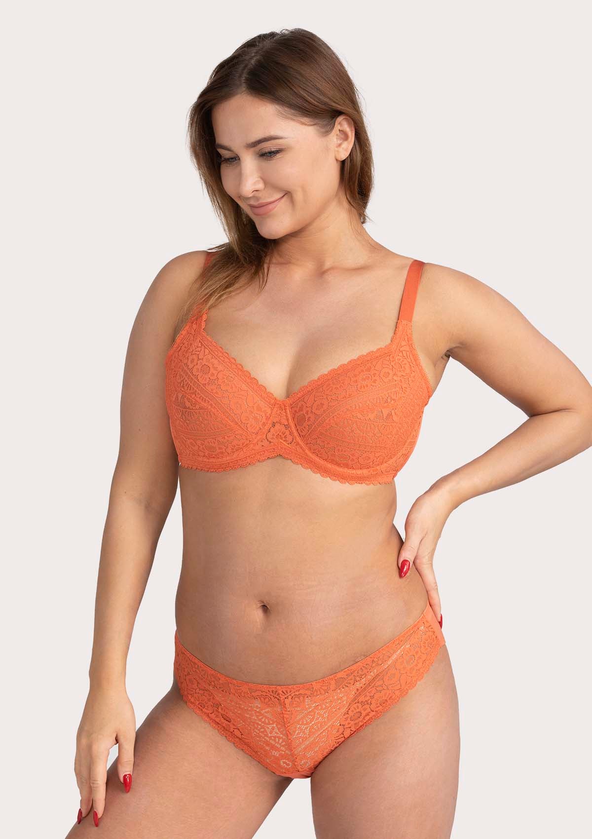 HSIA Freesia Unlined Balconette Bra: Mesh Back Smoothing Bra - Orange / 42 / D