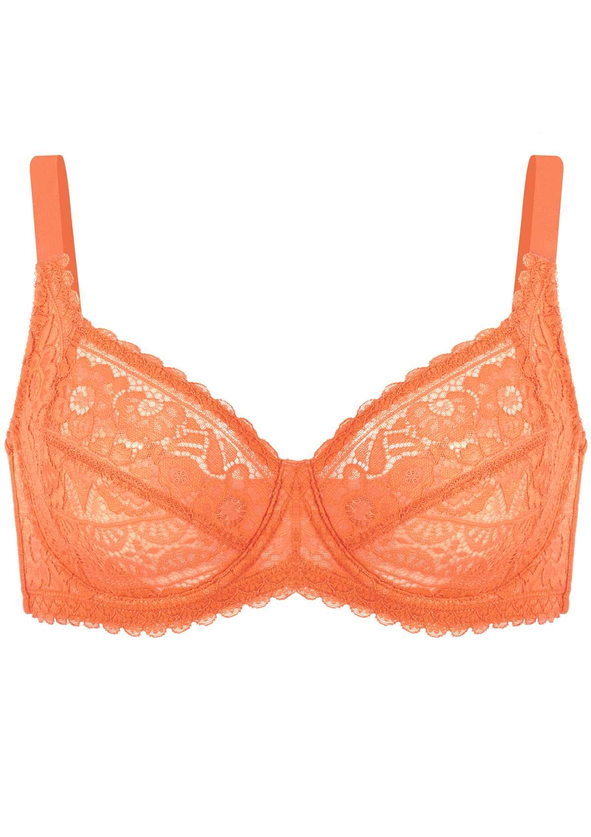 HSIA Freesia Unlined Balconette Bra: Mesh Back Smoothing Bra - Orange / 42 / DDD/F