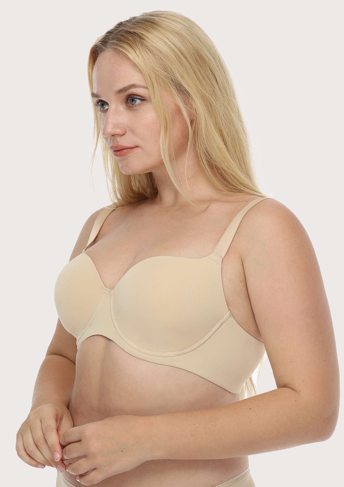 HSIA Gemma Smooth Padded T-shirt Everyday Bras - For Lift And Comfort - Beige / 42 / DDD/F