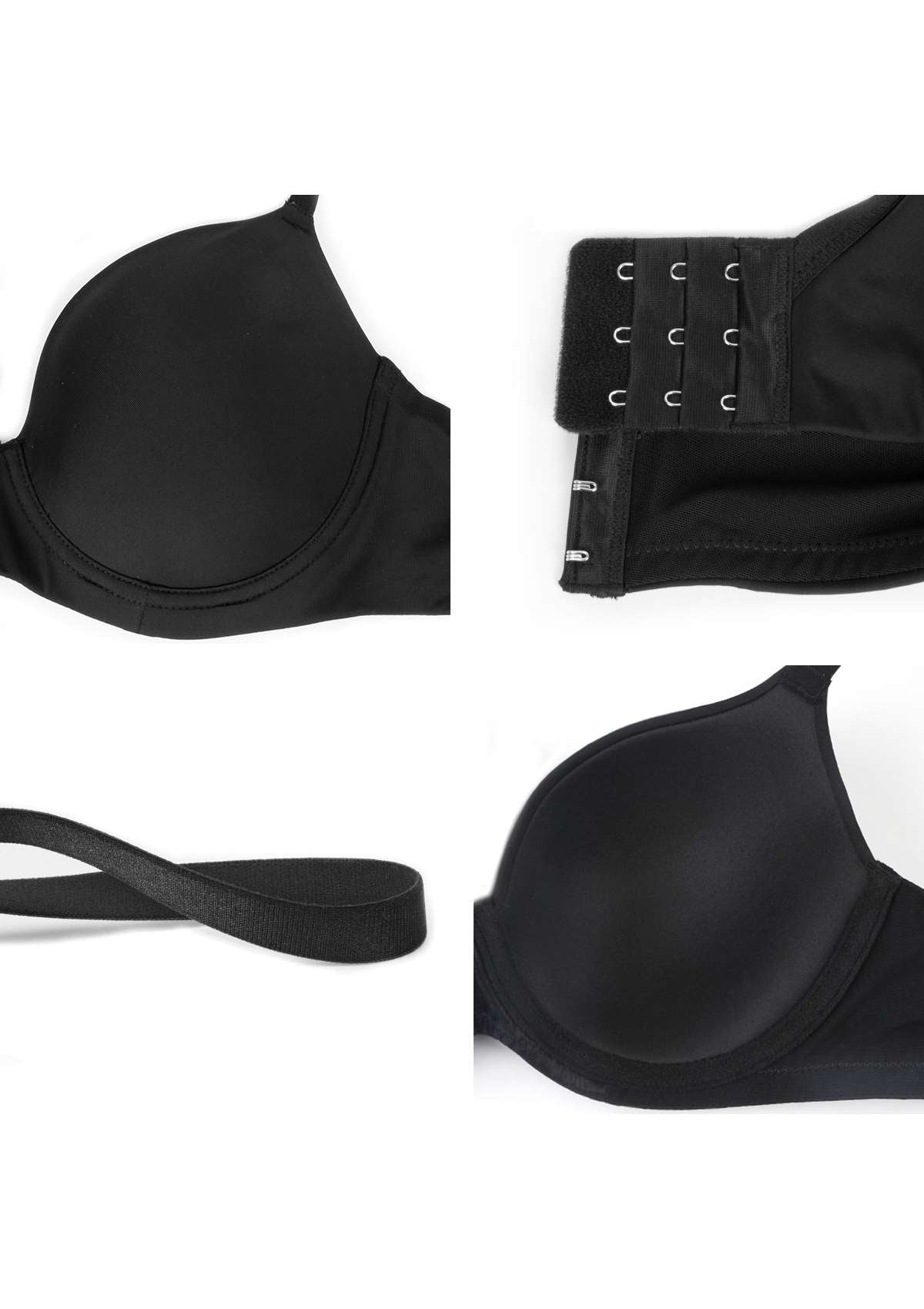 HSIA Gemma Smooth Padded T-shirt Everyday Bras - For Lift And Comfort - Black / 38 / DDD/F