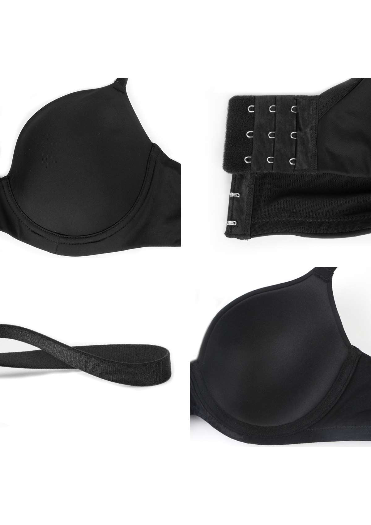 HSIA Gemma Smooth Padded T-shirt Everyday Bras - For Lift And Comfort - Black / 44 / D