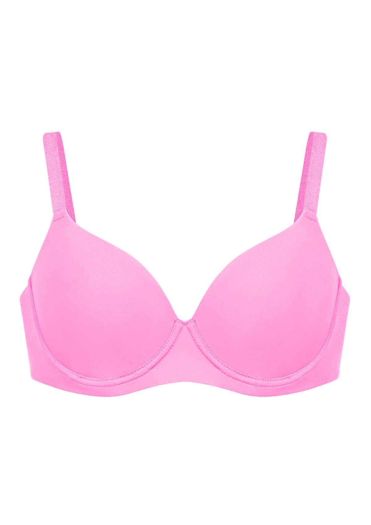 HSIA Gemma Smooth Lightly Padded T-shirt Bra For Heavy Breasts - Pink / 36 / DD/E