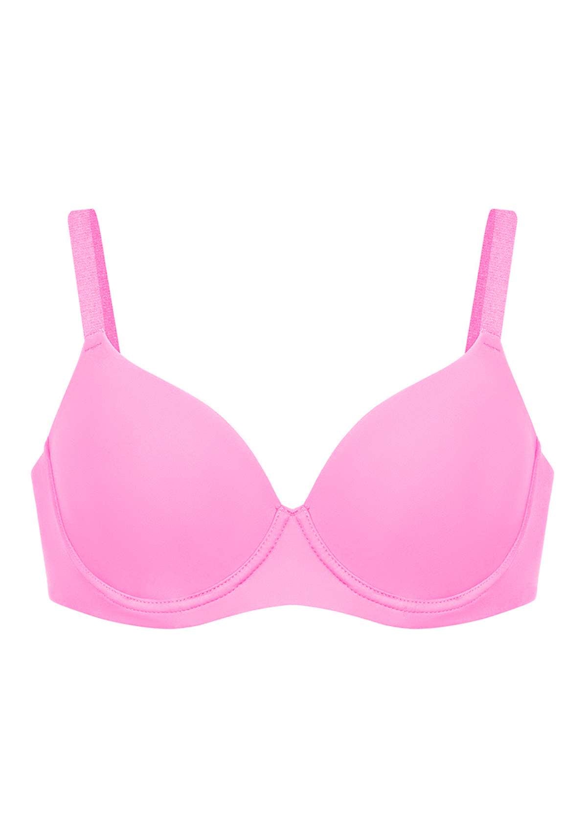 HSIA Gemma Smooth Lightly Padded T-shirt Bra For Heavy Breasts - Pink / 34 / DDD/F