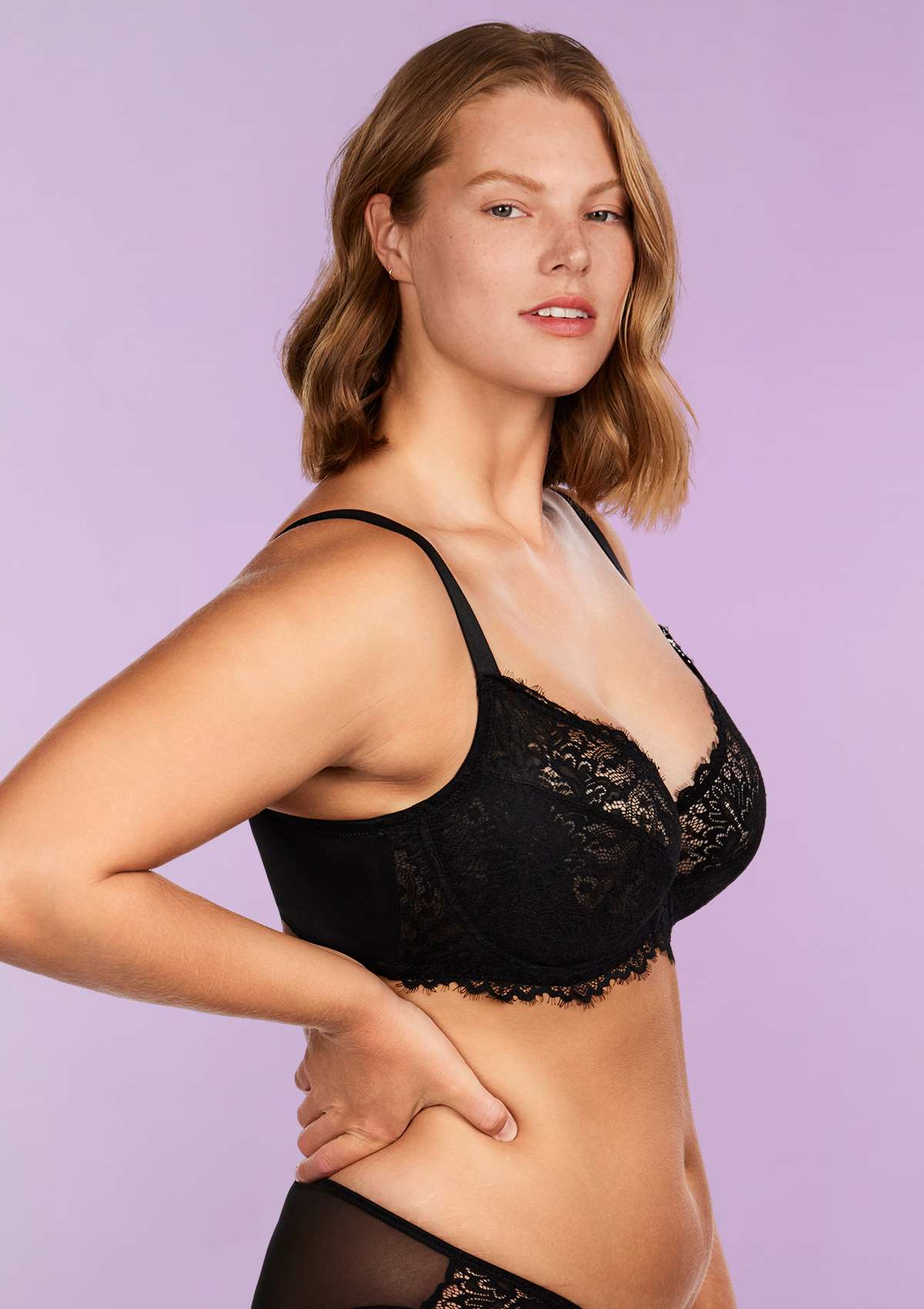 HSIA Sunflower Underwire Lace Bra: Unlined Full Coverage Support Bra - Black / 42 / D