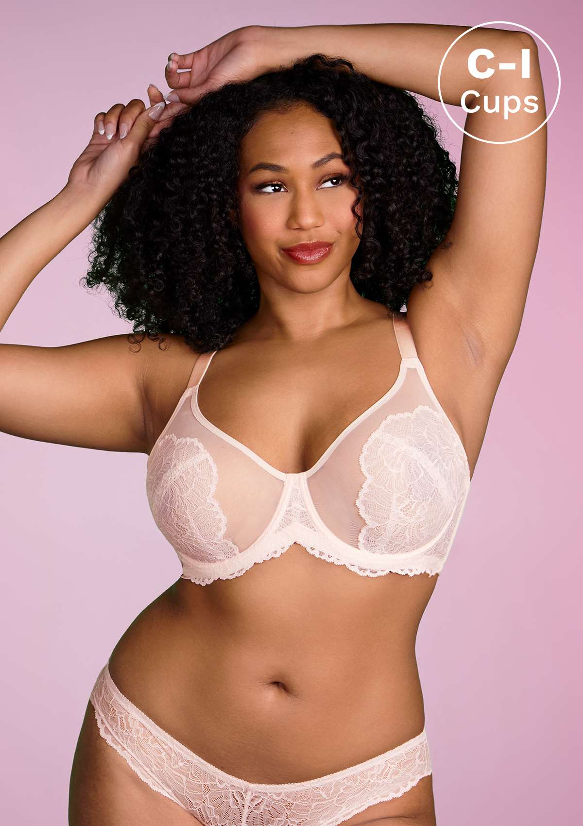 HSIA Blossom Sheer Lace Bra: Comfortable Underwire Bra For Big Busts - Dusty Peach / 34 / C