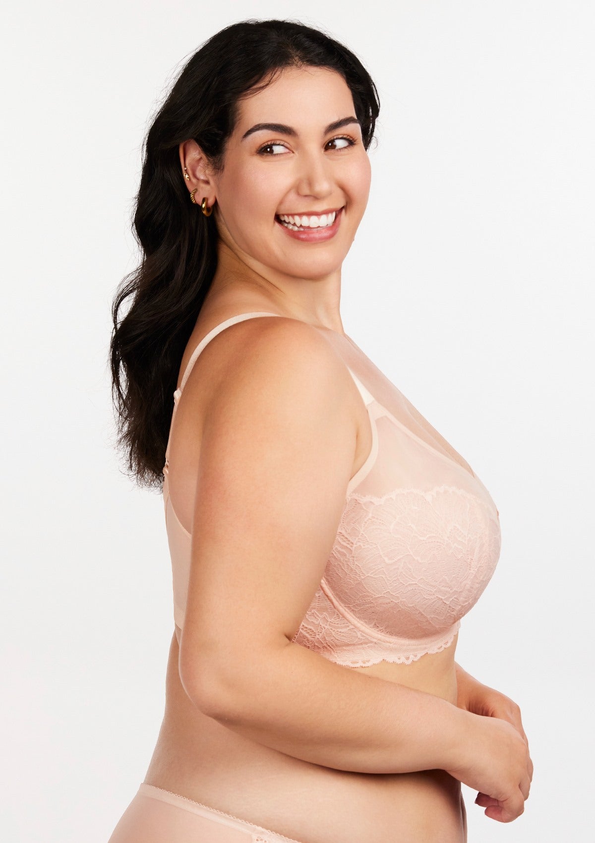 HSIA Blossom Sheer Lace Bra: Comfortable Underwire Bra For Big Busts - Dusty Peach / 34 / C