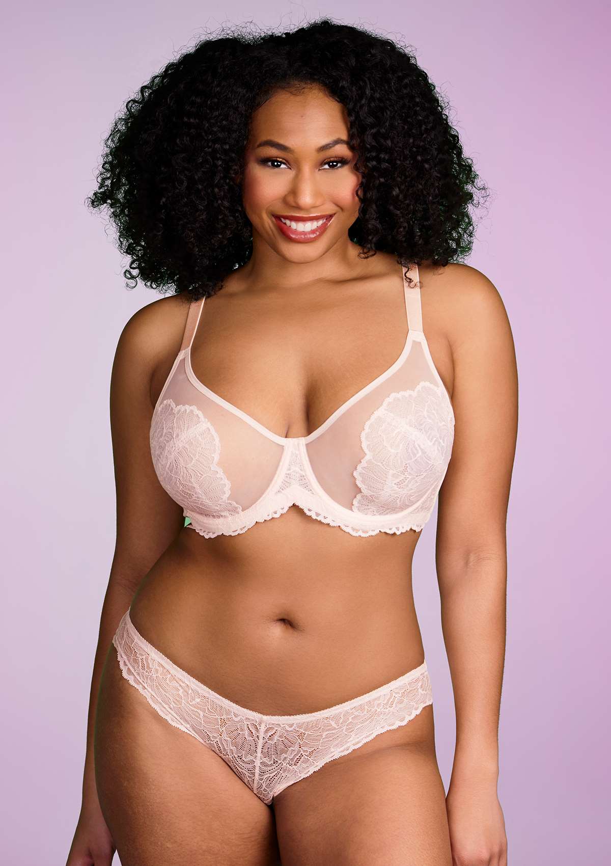 HSIA Blossom Matching Lacey Underwear And Bra Set: Sexy Lace Bra - Dusty Peach / 40 / C