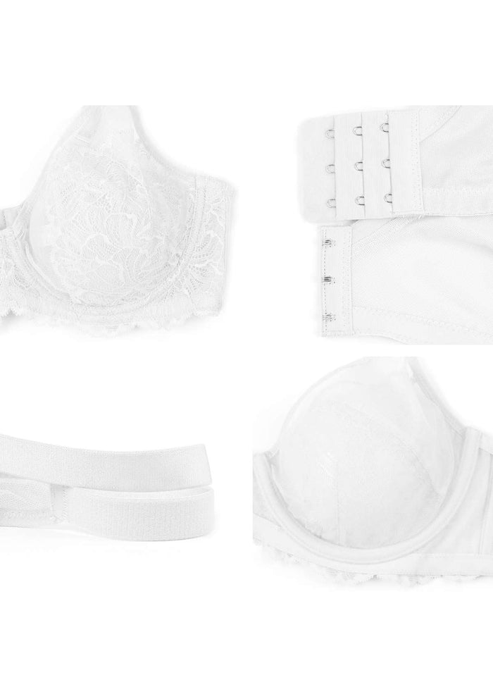 HSIA Blossom Bestseller Unlined Underwire Lace Bra - White / 40 / H