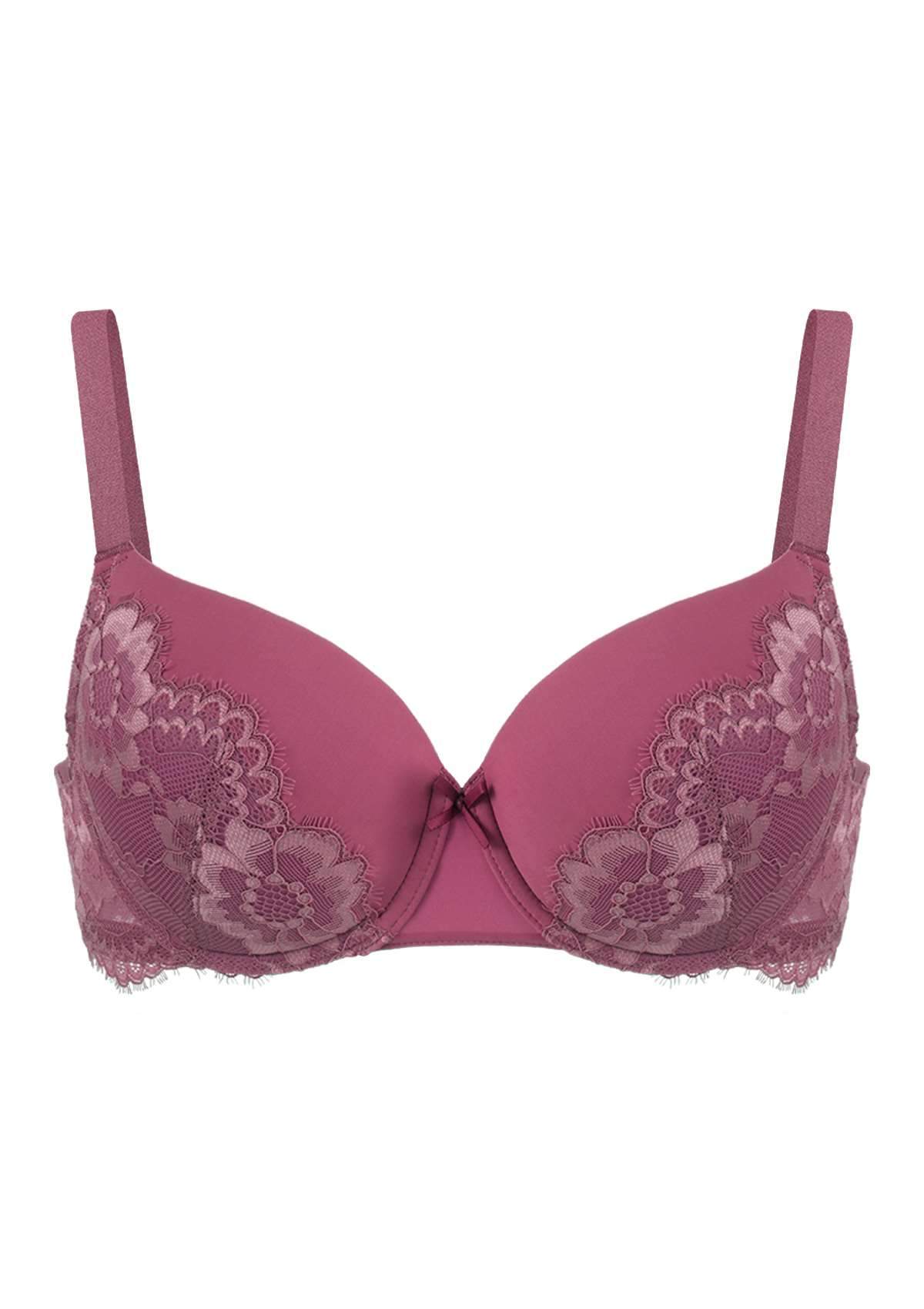 HSIA Lovelush Flower Trim Memory Foam Cup Padded Comfortable Bra  - Crimson / 34D