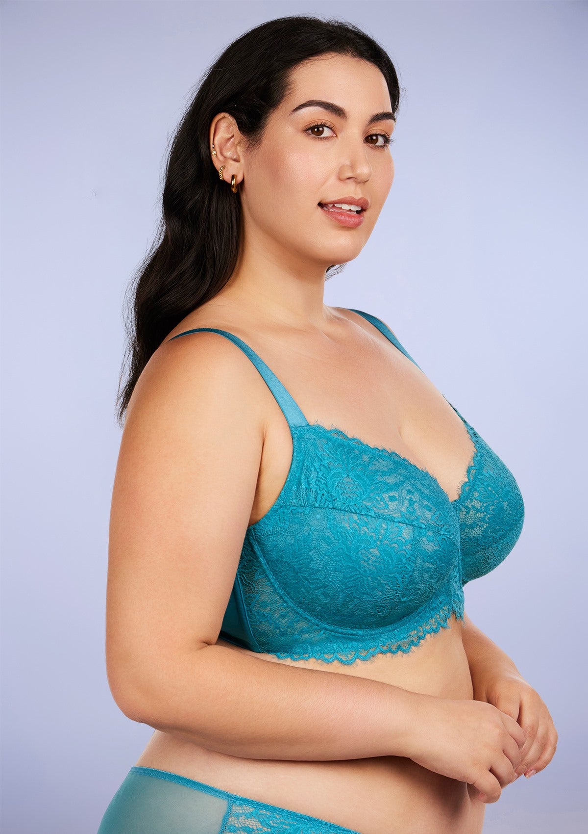 HSIA Sunflower Unlined Lace Bra: Best Bra For Wide Set Breasts - Horizon Blue / 36 / I