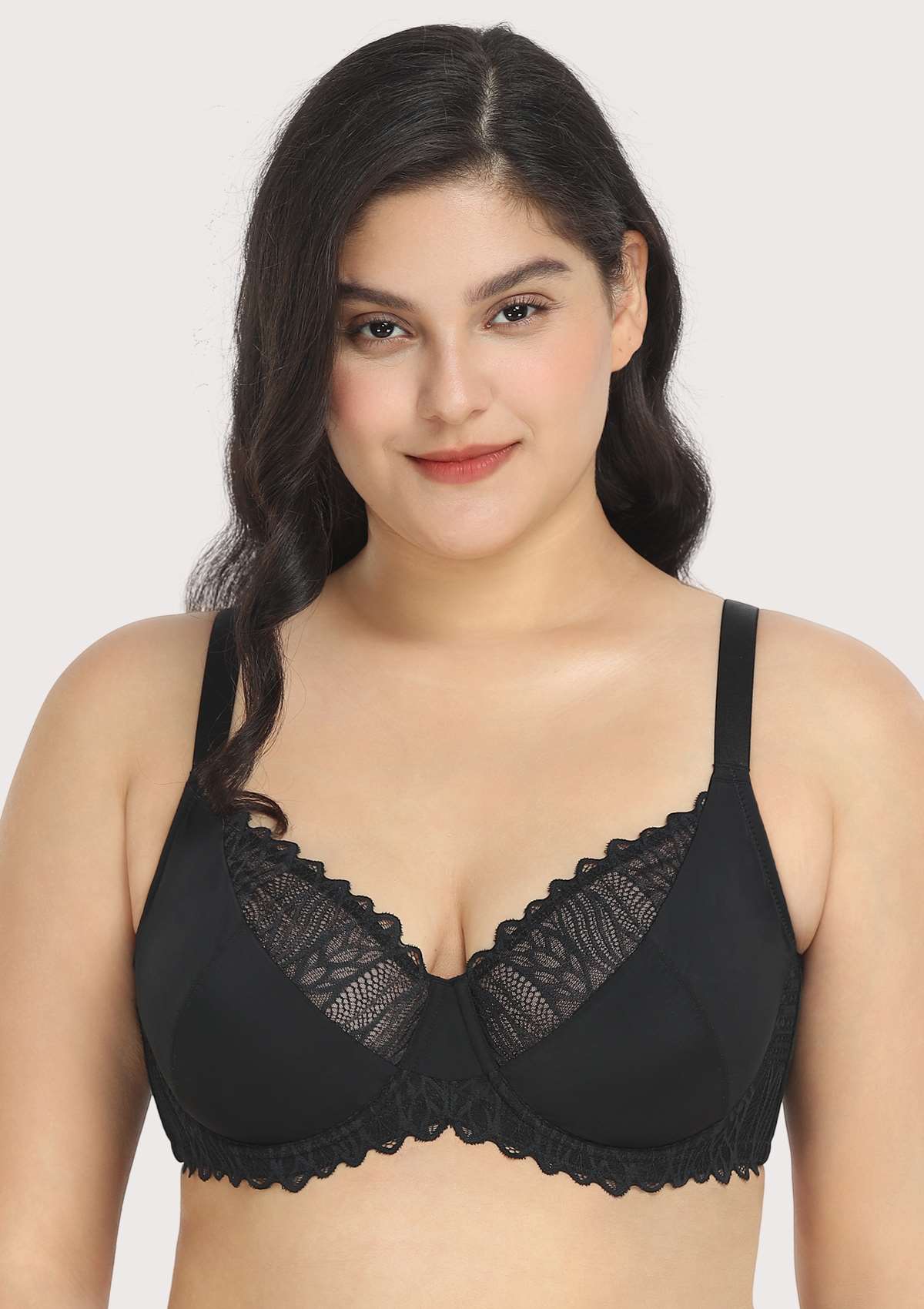 HSIA Pretty Secrets Lace Trim Soft Beautiful Elegant Underwire Bra - Black / 44 / DD/E