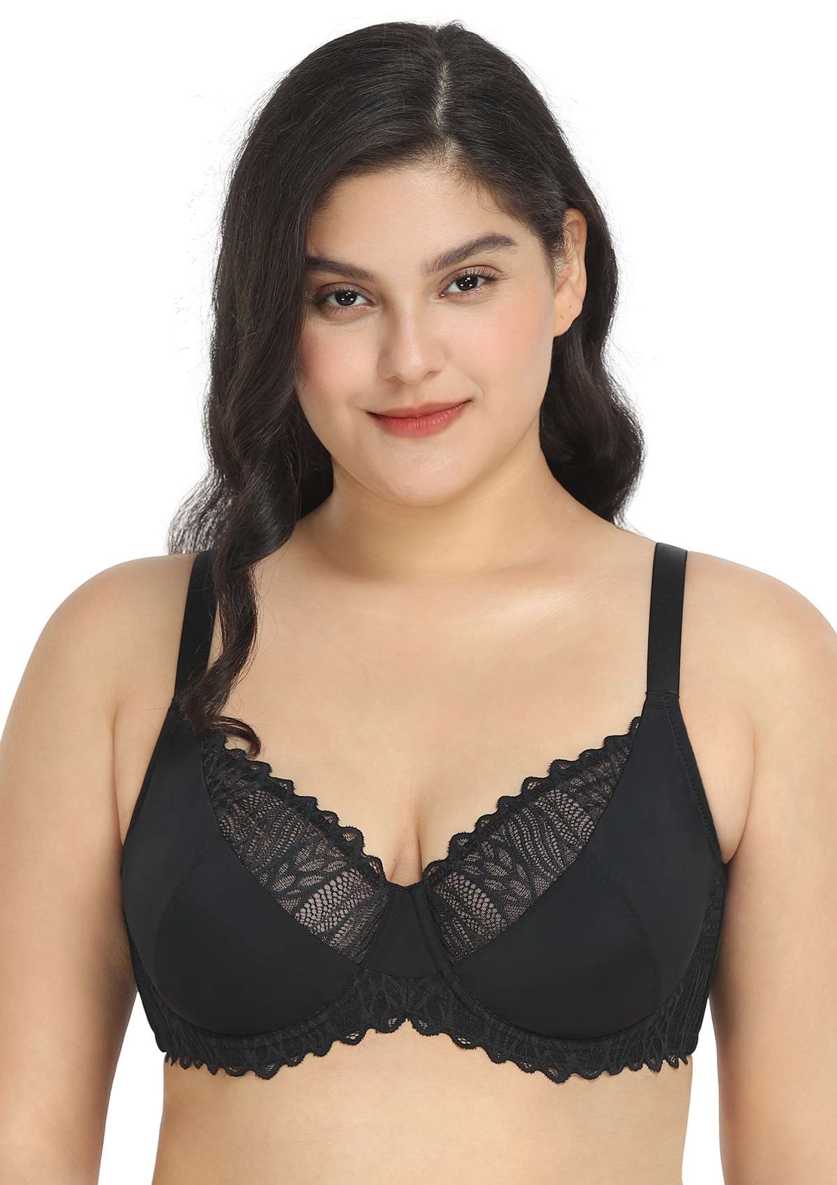 HSIA Pretty Secrets Lace Trim Soft Beautiful Elegant Underwire Bra - Black / 44 / DDD/F