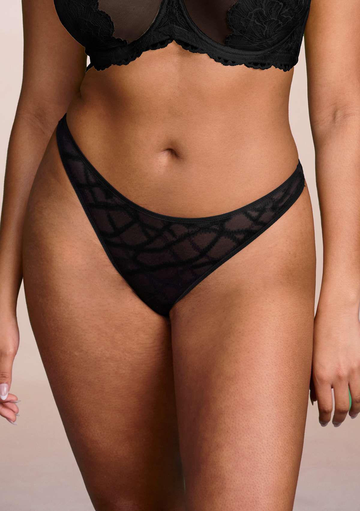 HSIA Soft Sexy Mesh Thong Underwear 3 Pack - S / Black+White+Light Coral