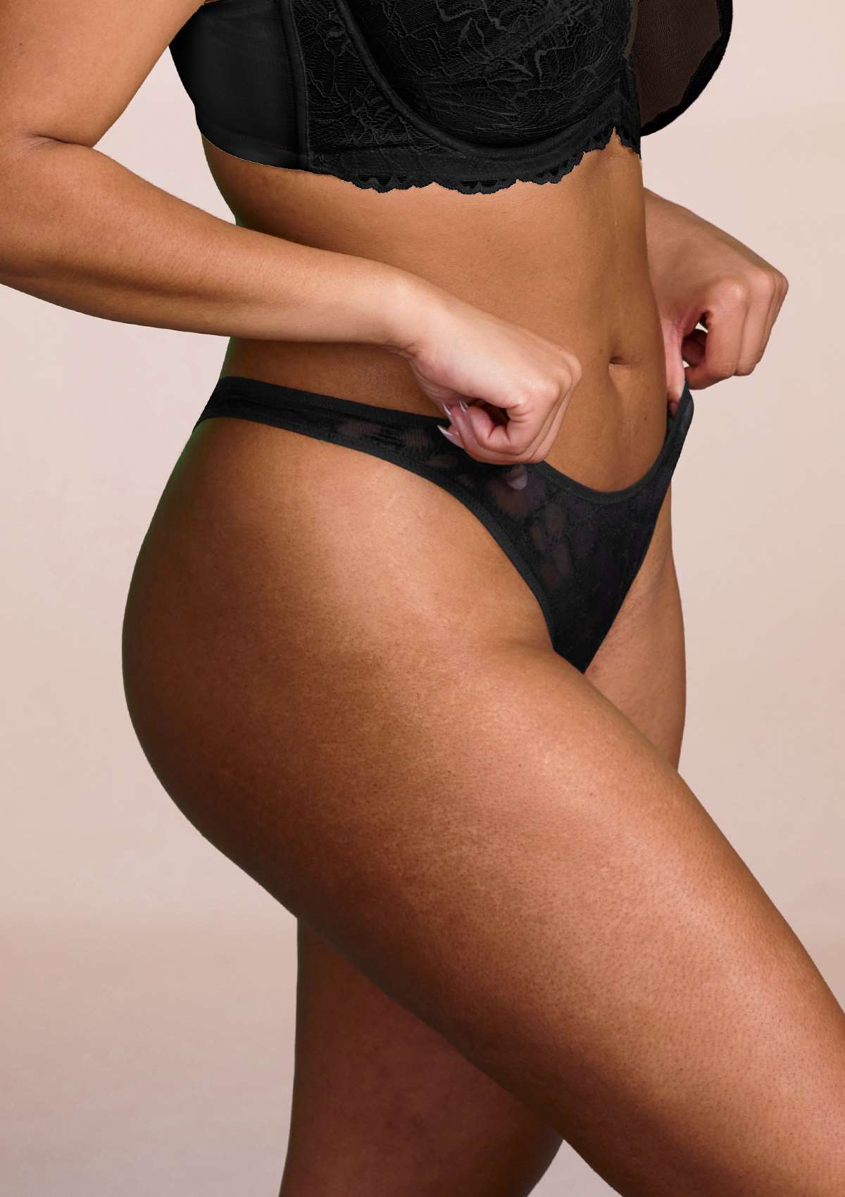 HSIA Soft Sexy Mesh Thong Underwear 3 Pack - XL / Black+White+Light Coral