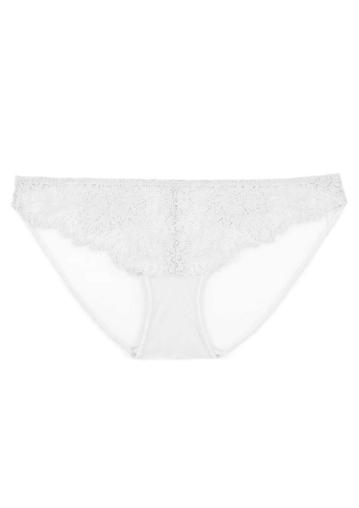 HSIA Sunflower Exquisite White Lace Bikini Underwear - M / High-Rise Brief / White