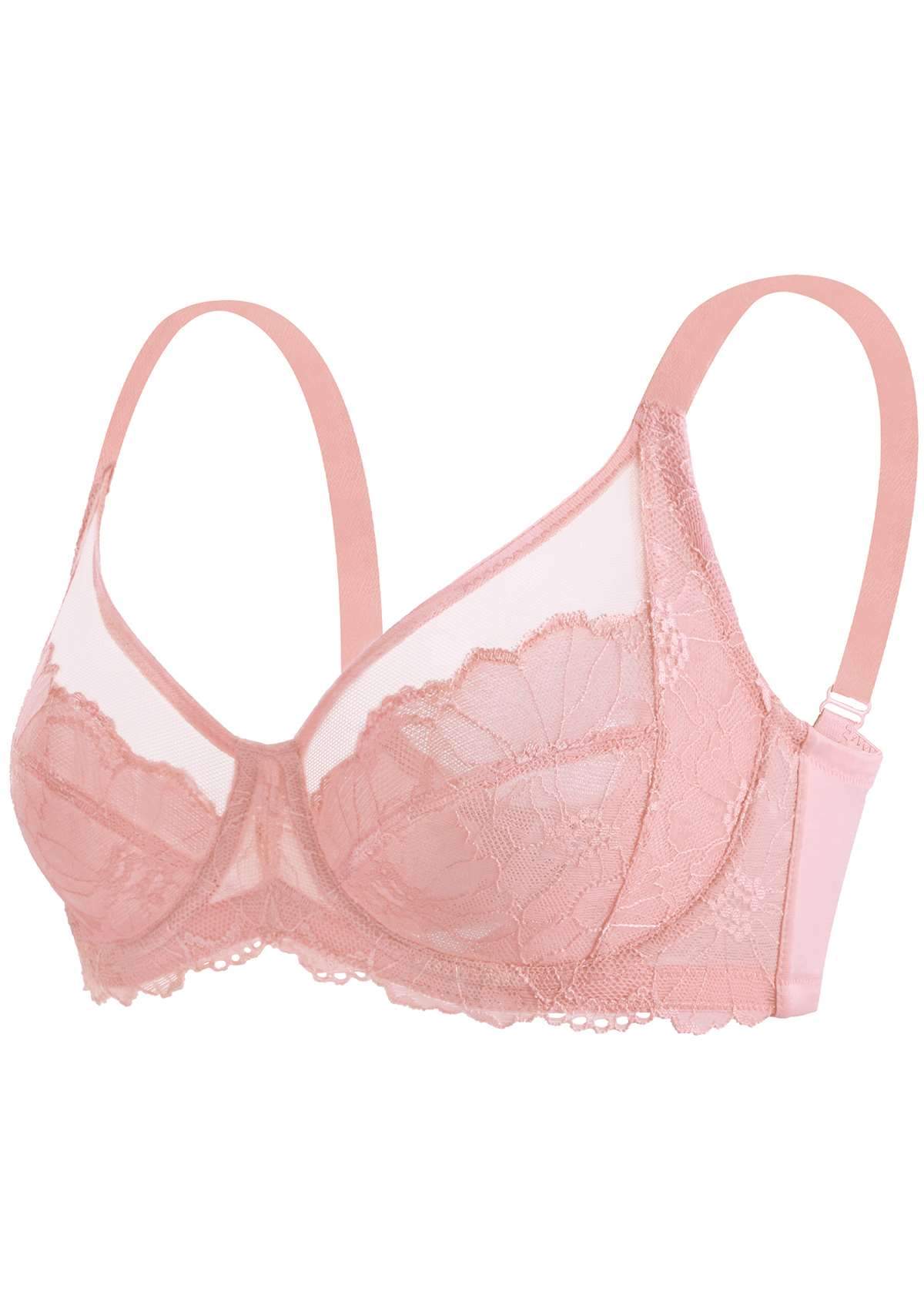 Hyacinth Lace Underwire Minimizer Bra , HSIA - 40DD / Pink