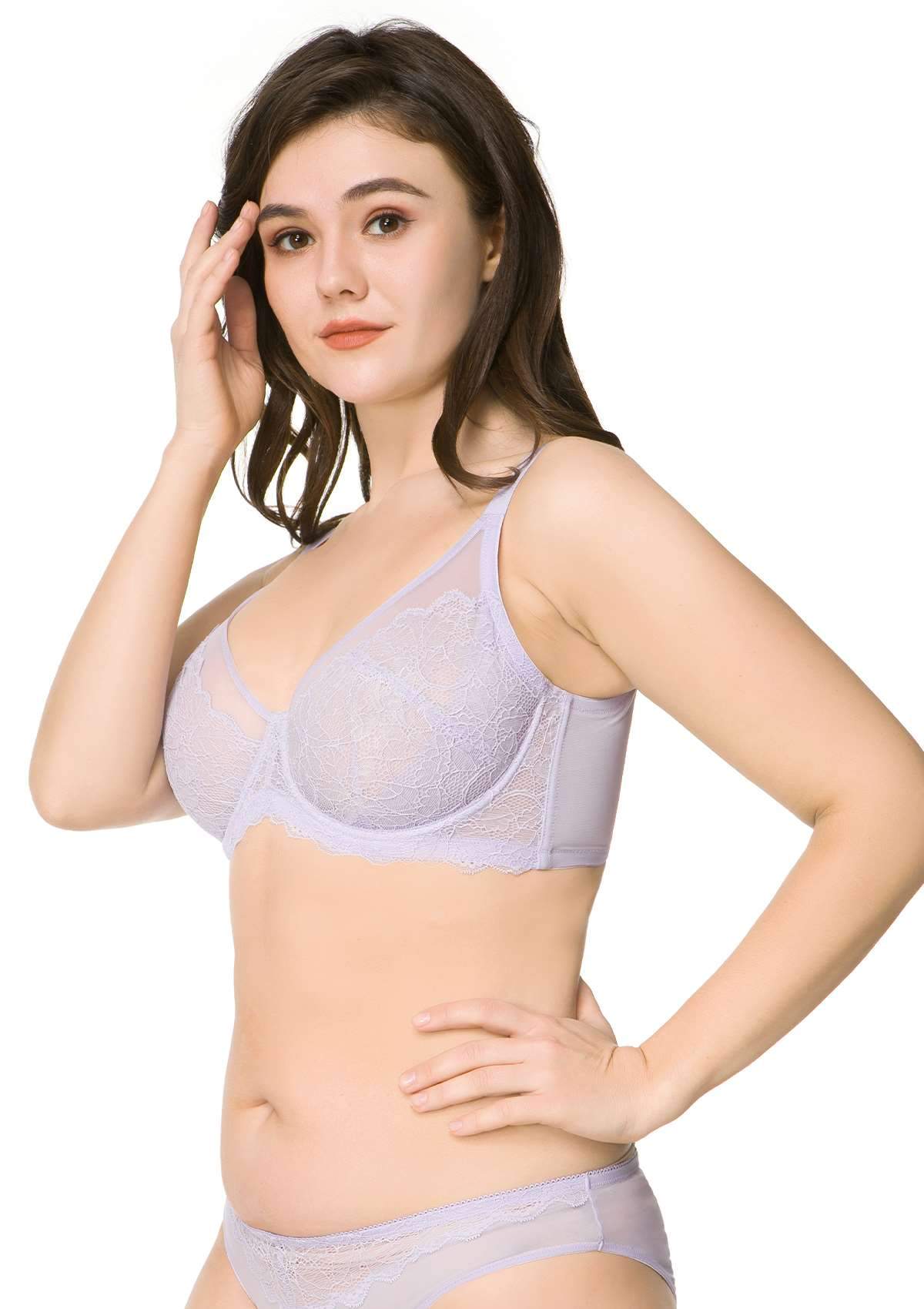 HSIA Wisteria Bra For Lift And Support - Full Coverage Minimizer Bra - Light Pink / 40 / DDD/F