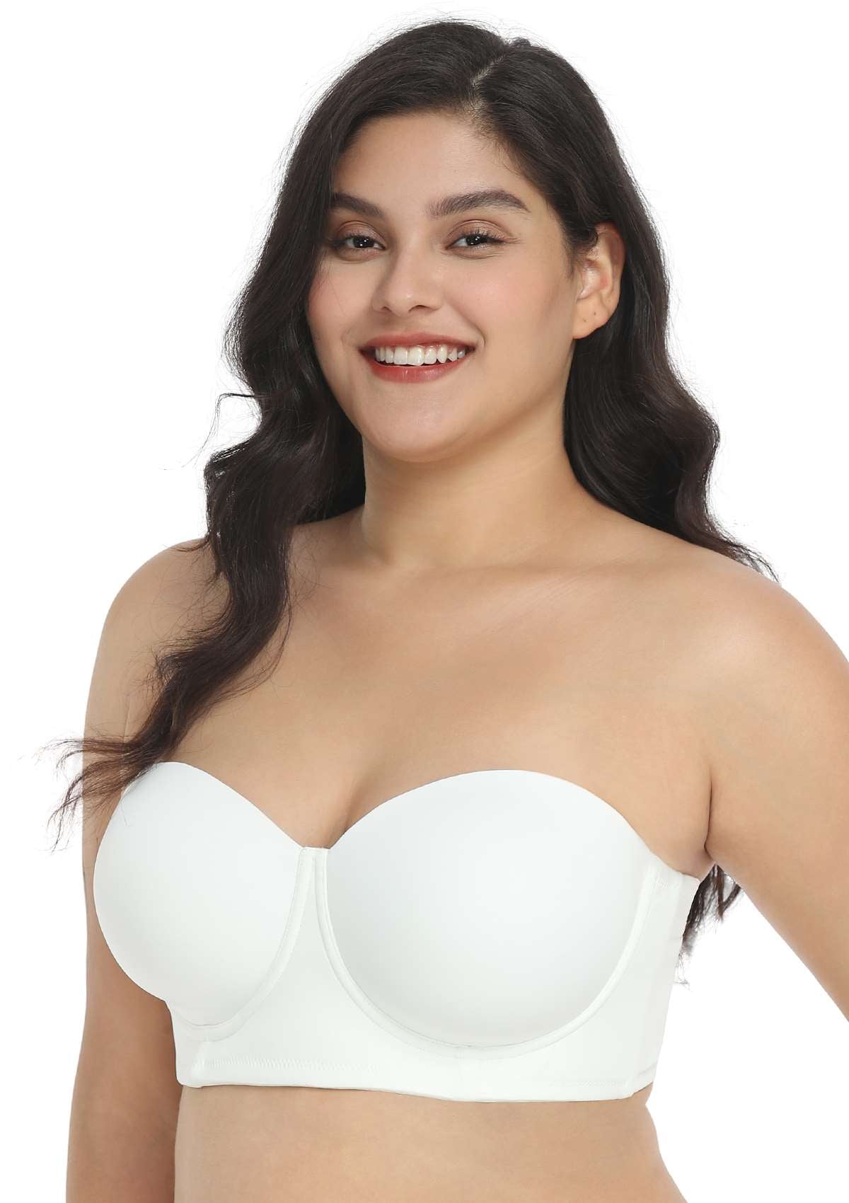 HSIA Margaret Molded Convertible Multiway Supportive Strapless Bra - White / 38 / DDD/F