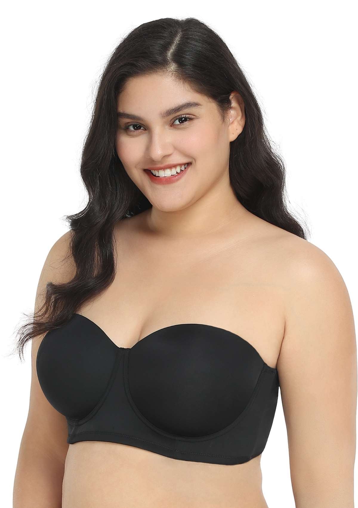 HSIA Margaret Molded Convertible Multiway Classic Strapless Bra - Black / 42 / C