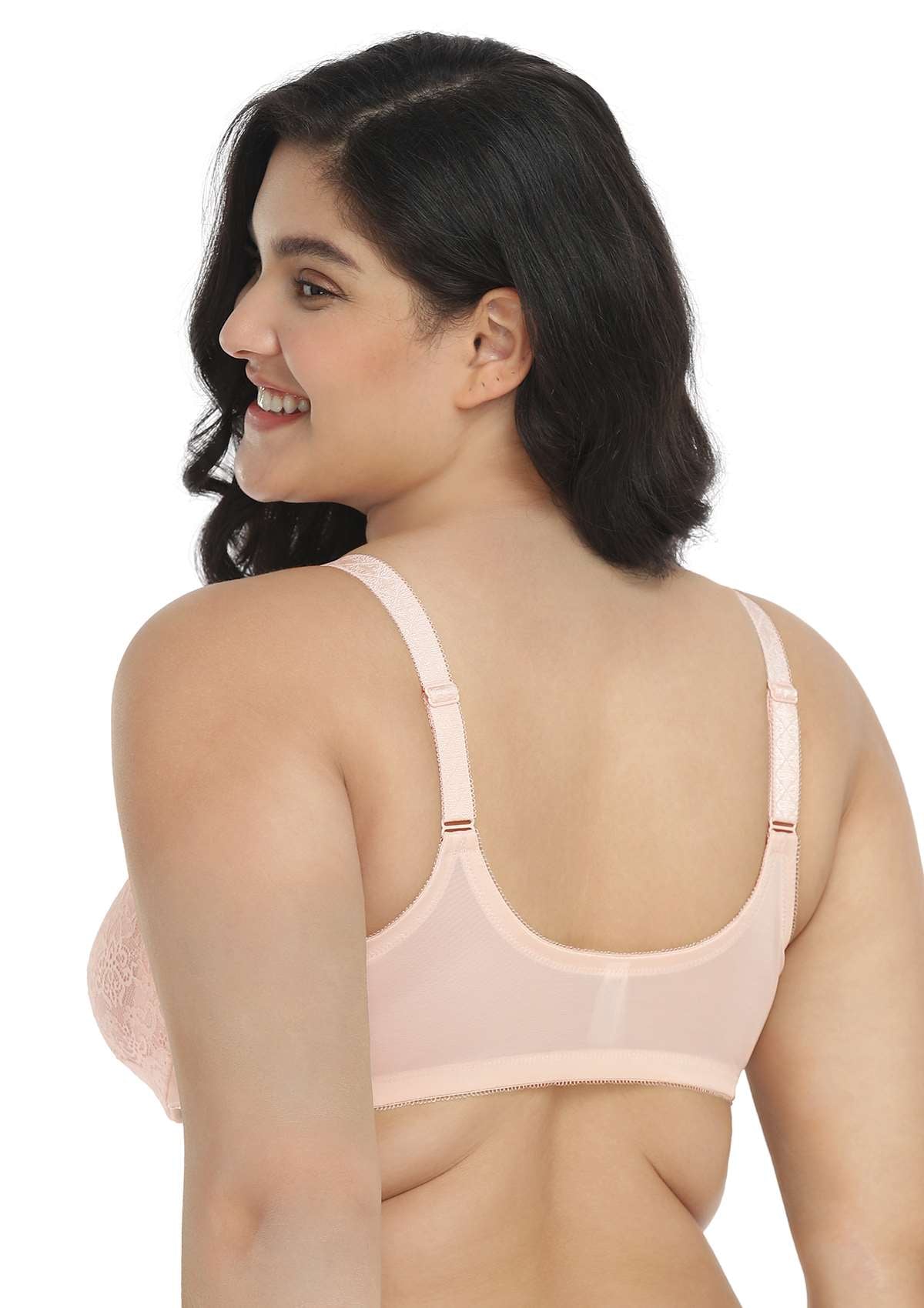 HSIA Nymphaea Easy-to-wear Front-Close Lace Unlined Underwire Bra - Dusty Peach / 34 / DD/E