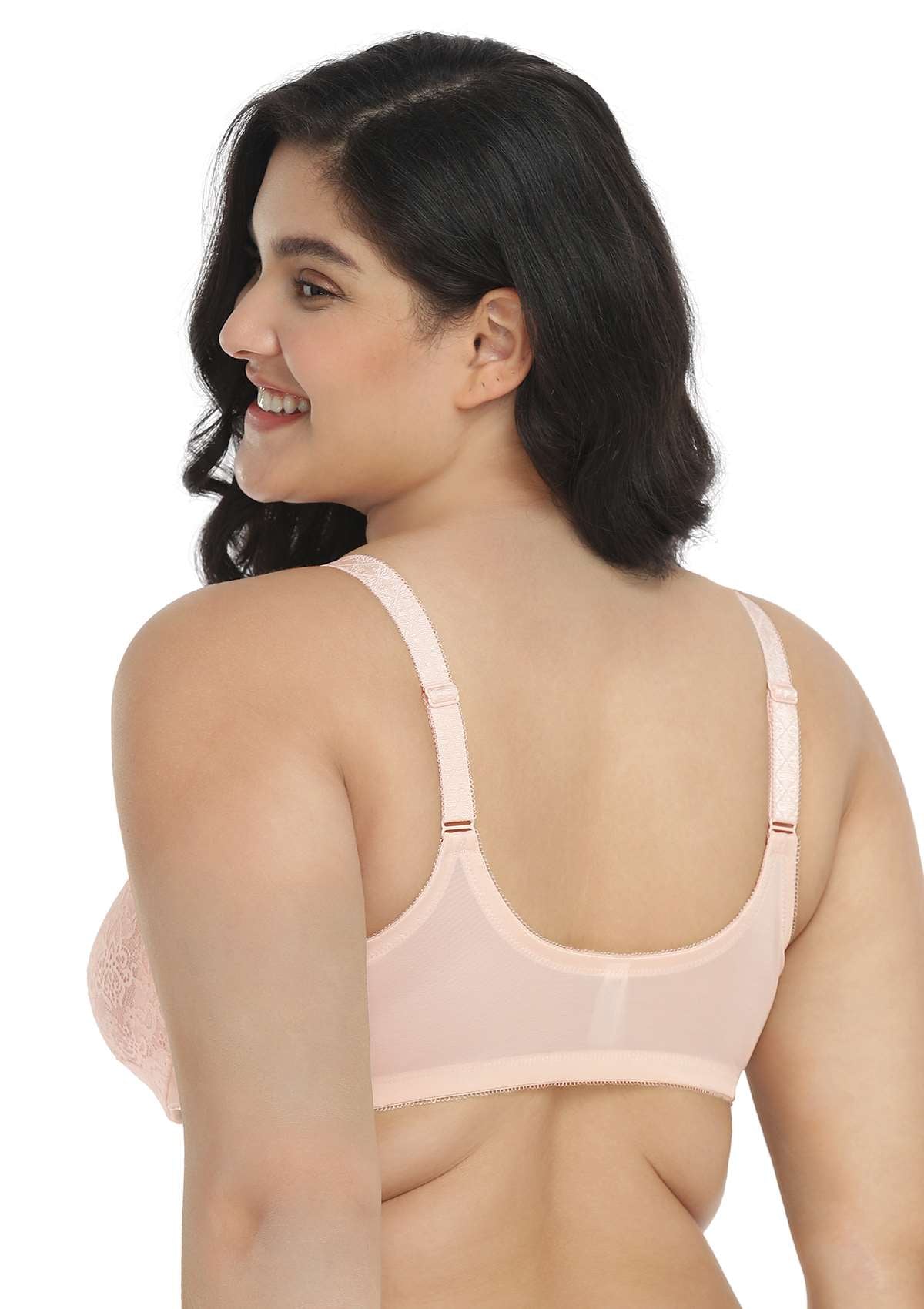 HSIA Nymphaea Easy-to-wear Front-Close Lace Unlined Underwire Bra - Dusty Peach / 40 / DDD/F