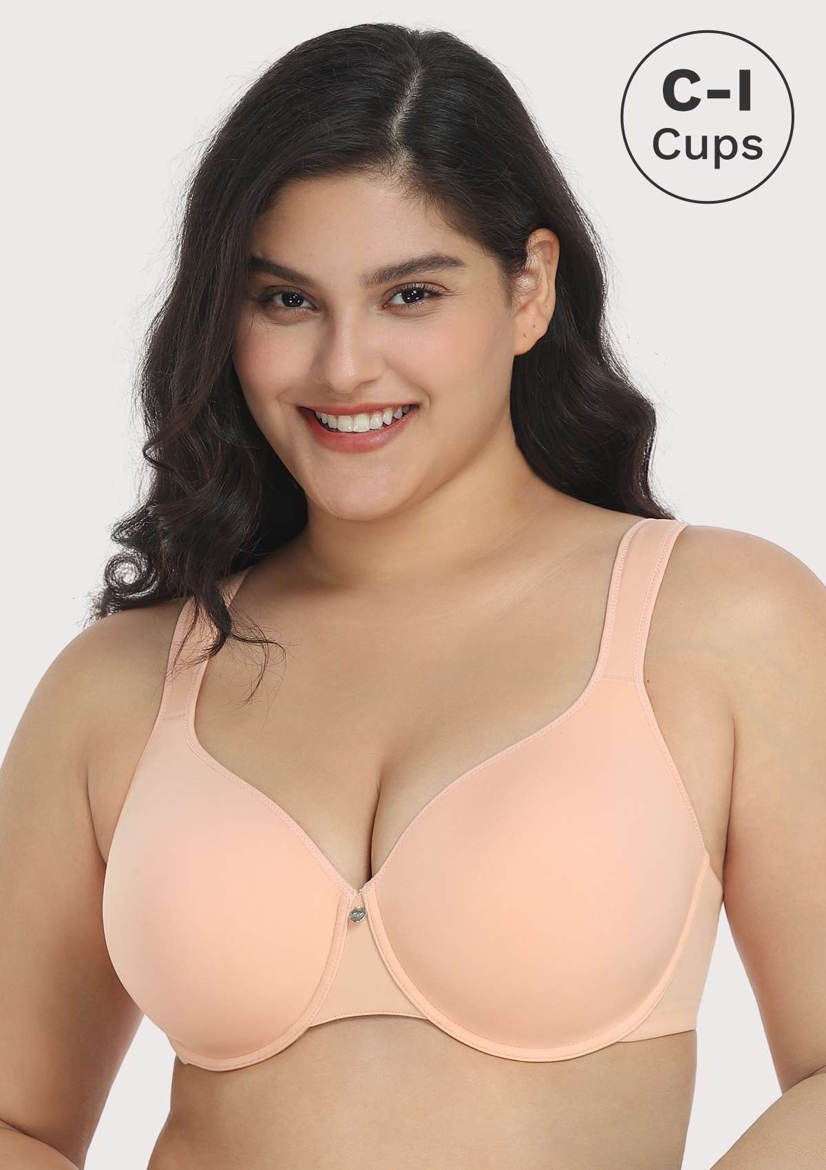 HSIA Patricia Smooth Classic T-shirt Lightly Padded Minimizer Bra - Light Pink / 38 / DD/E